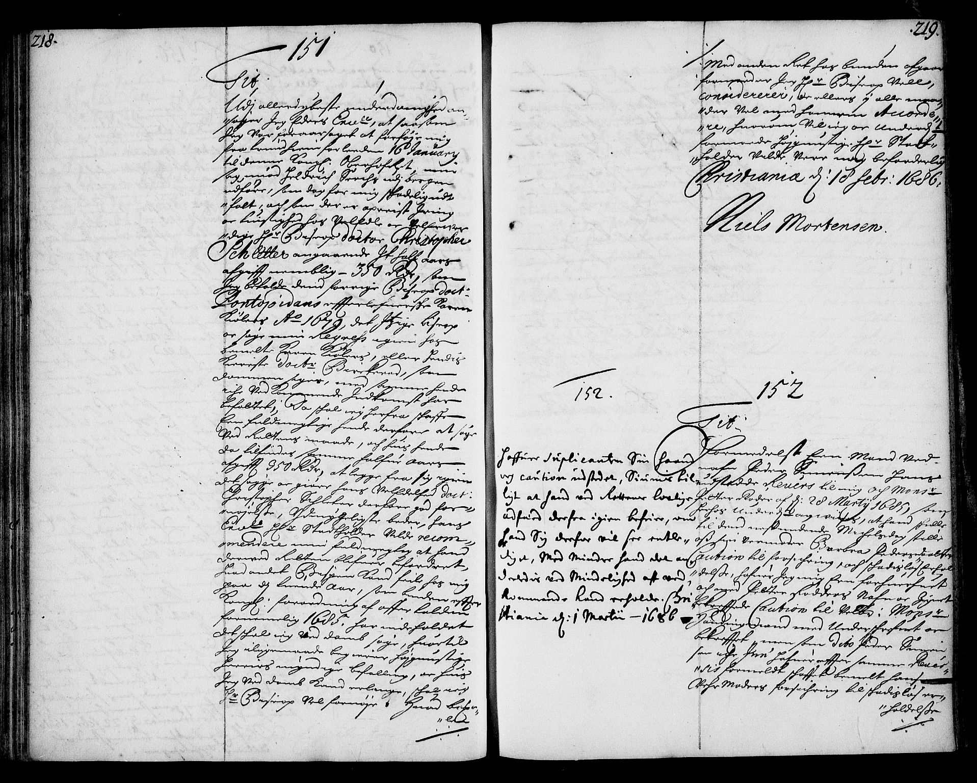 Stattholderembetet 1572-1771, AV/RA-EA-2870/Ae/L0002: Supplikasjons- og resolusjonsprotokoll, 1686, p. 218-219