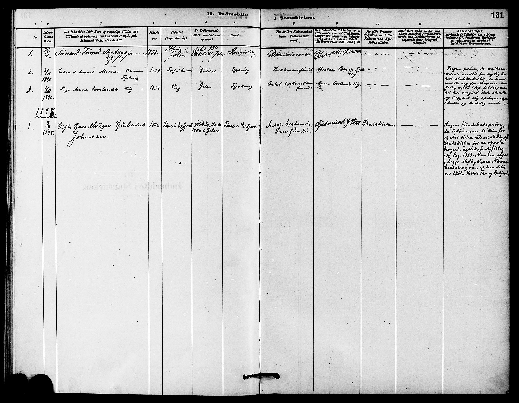 Jelsa sokneprestkontor, SAST/A-101842/01/IV: Parish register (official) no. A 9, 1878-1898, p. 131