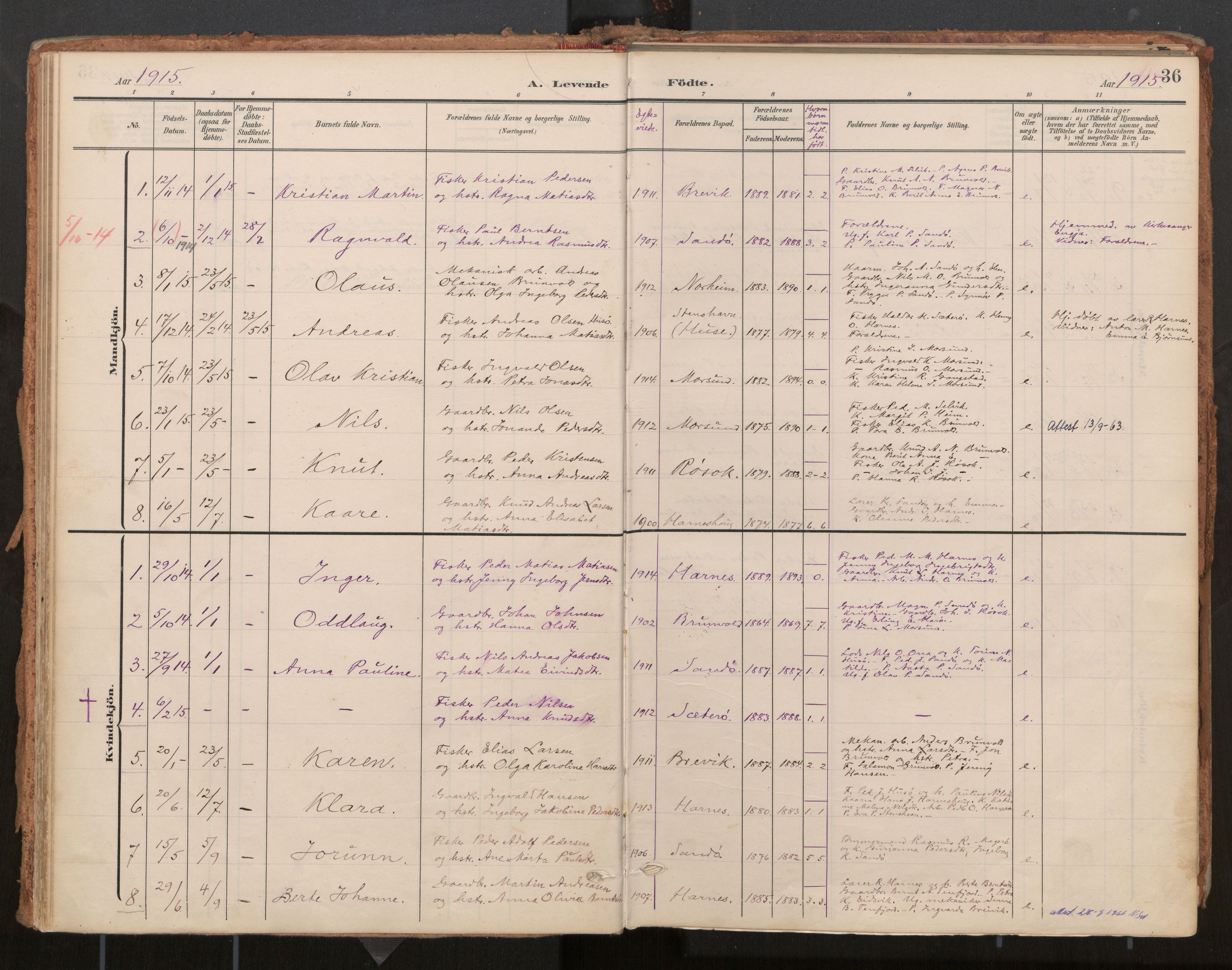 Ministerialprotokoller, klokkerbøker og fødselsregistre - Møre og Romsdal, SAT/A-1454/561/L0730: Parish register (official) no. 561A04, 1901-1929, p. 36