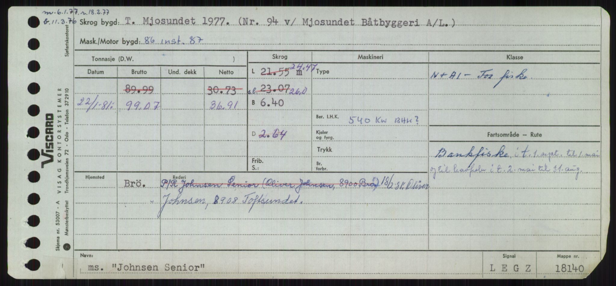 Sjøfartsdirektoratet med forløpere, Skipsmålingen, RA/S-1627/H/Ha/L0003/0001: Fartøy, Hilm-Mar / Fartøy, Hilm-Kol, p. 527