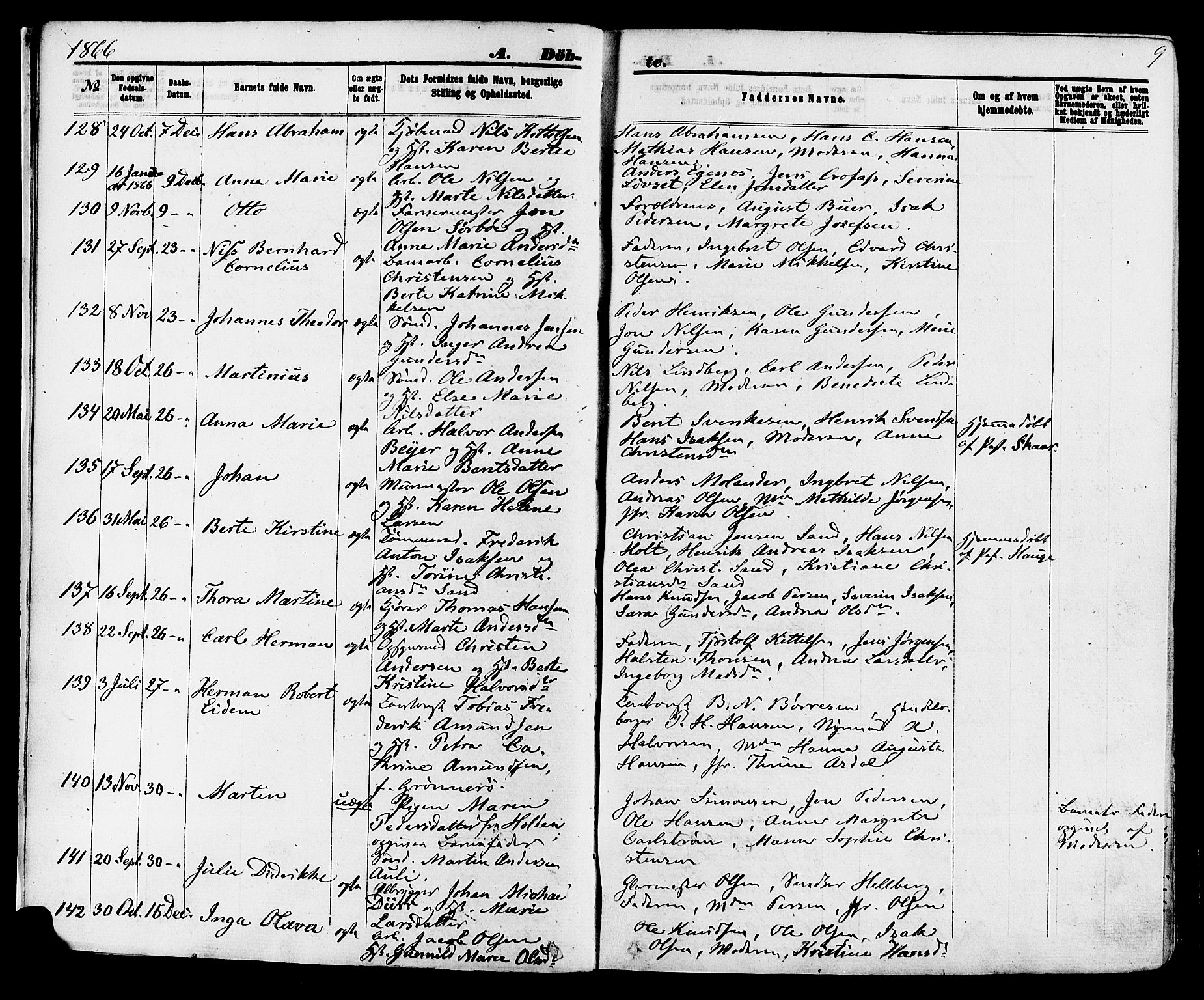 Skien kirkebøker, SAKO/A-302/F/Fa/L0008: Parish register (official) no. 8, 1866-1877, p. 9