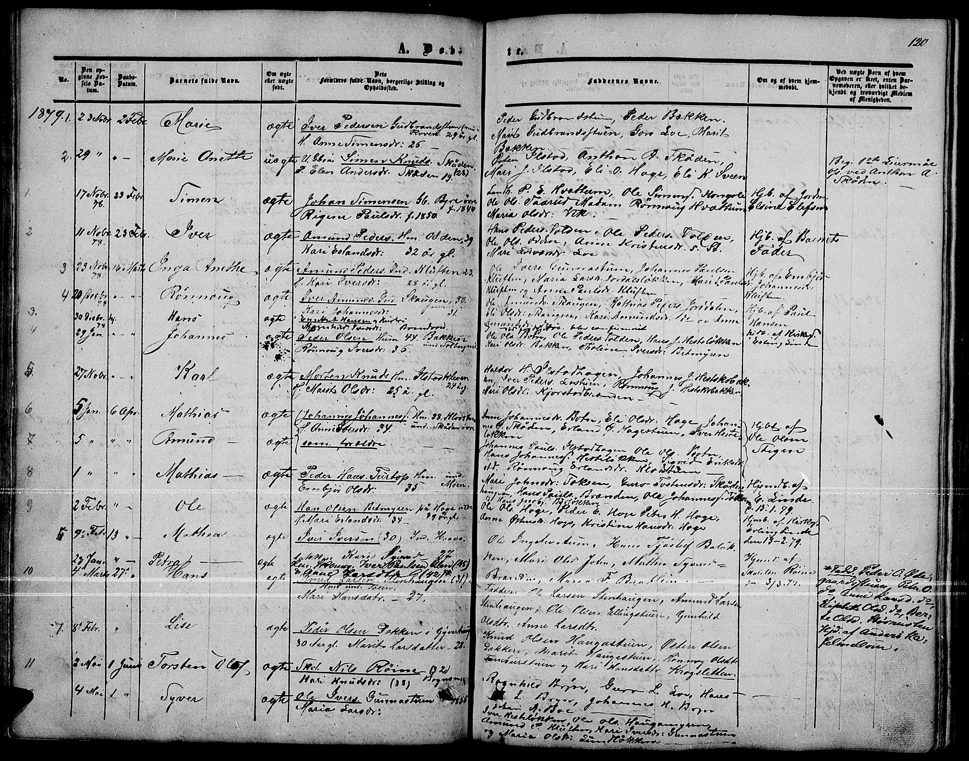Nord-Fron prestekontor, AV/SAH-PREST-080/H/Ha/Hab/L0001: Parish register (copy) no. 1, 1851-1883, p. 120