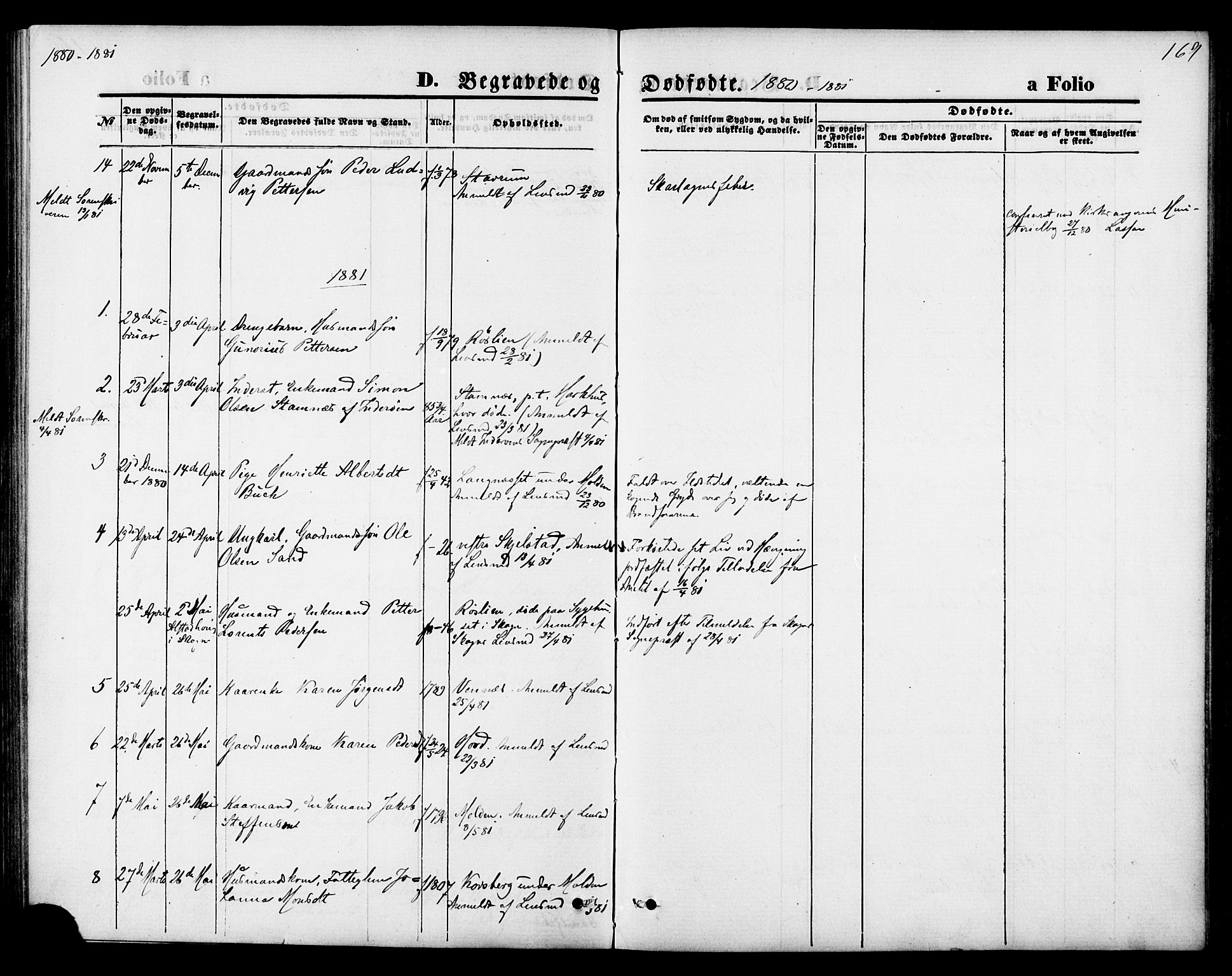 Ministerialprotokoller, klokkerbøker og fødselsregistre - Nord-Trøndelag, SAT/A-1458/744/L0419: Parish register (official) no. 744A03, 1867-1881, p. 169