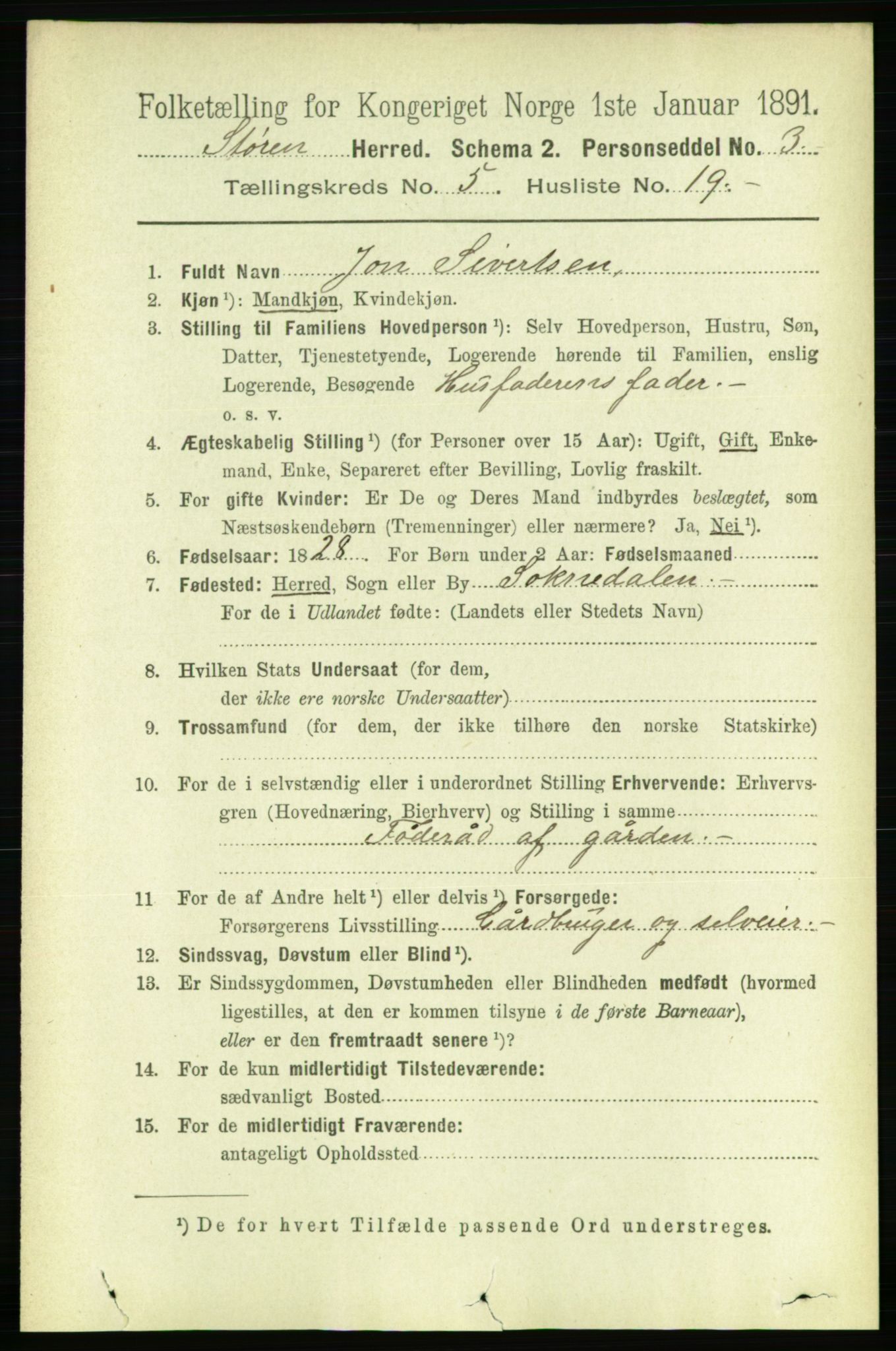 RA, 1891 census for 1648 Støren, 1891, p. 2044