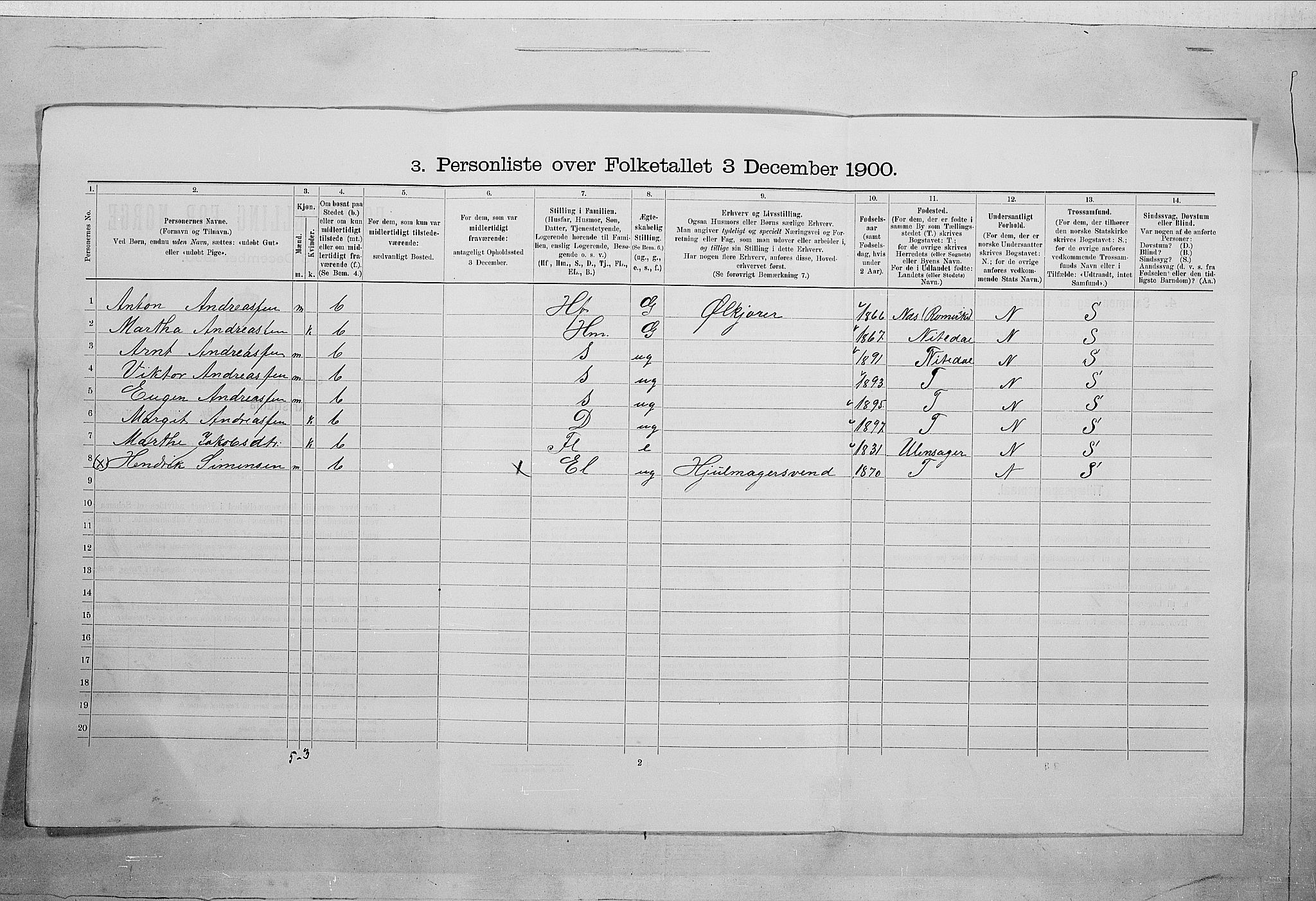 SAO, 1900 census for Kristiania, 1900, p. 112814