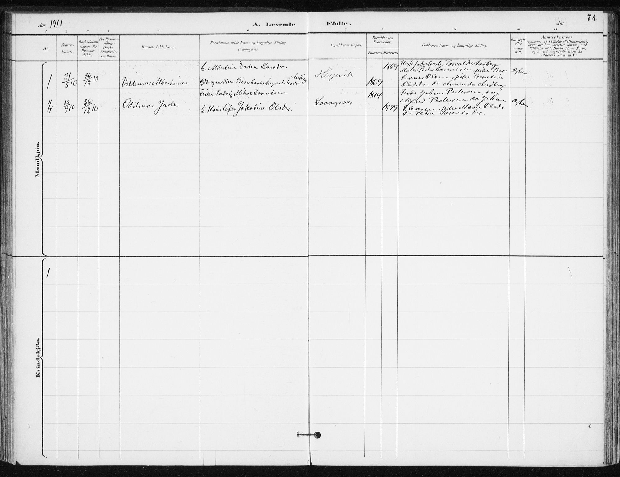 Salangen sokneprestembete, SATØ/S-1324/H/Ha/L0001kirke: Parish register (official) no. 1, 1893-1911, p. 74