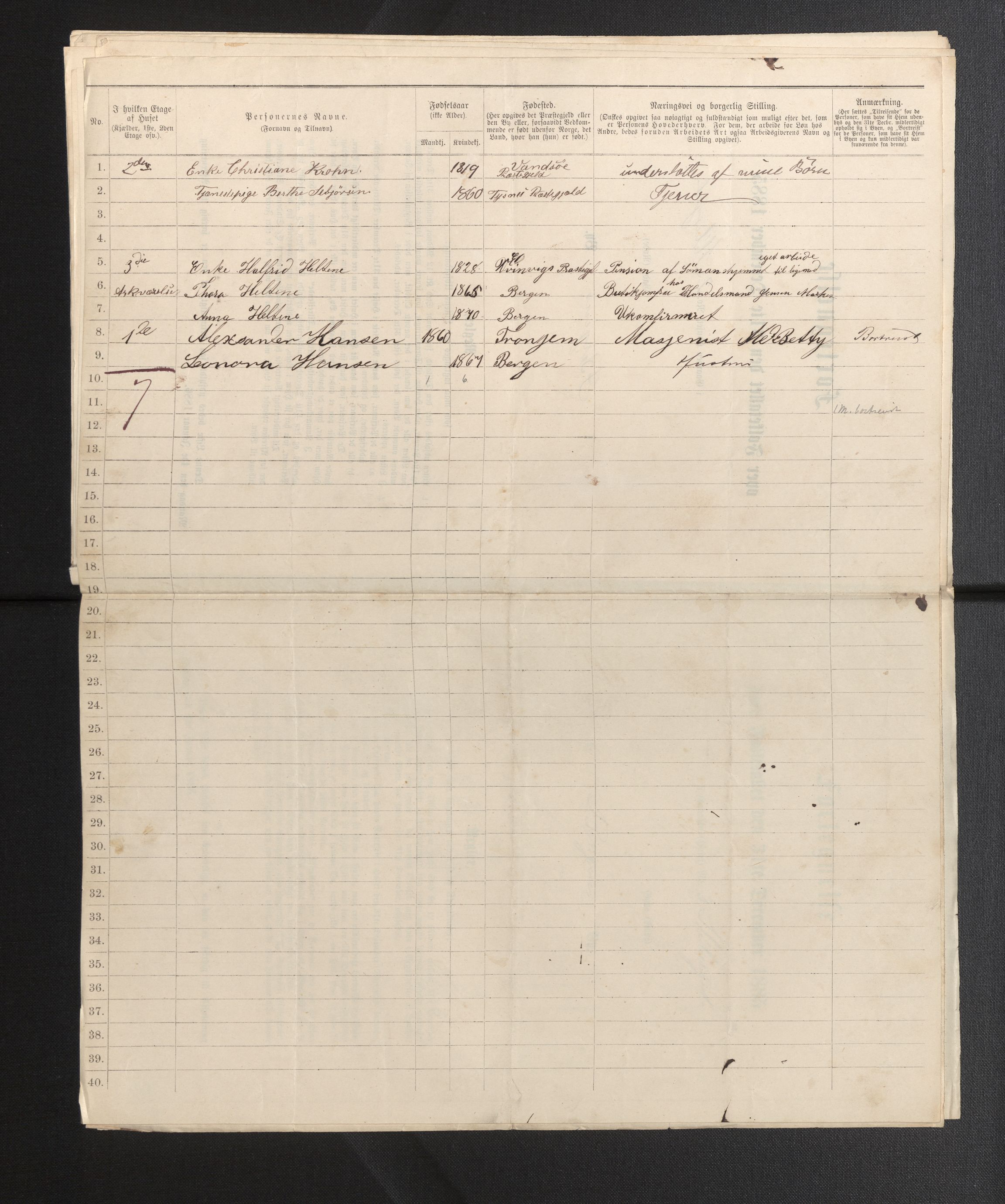 SAB, 1885 census for 1301 Bergen, 1885, p. 6047