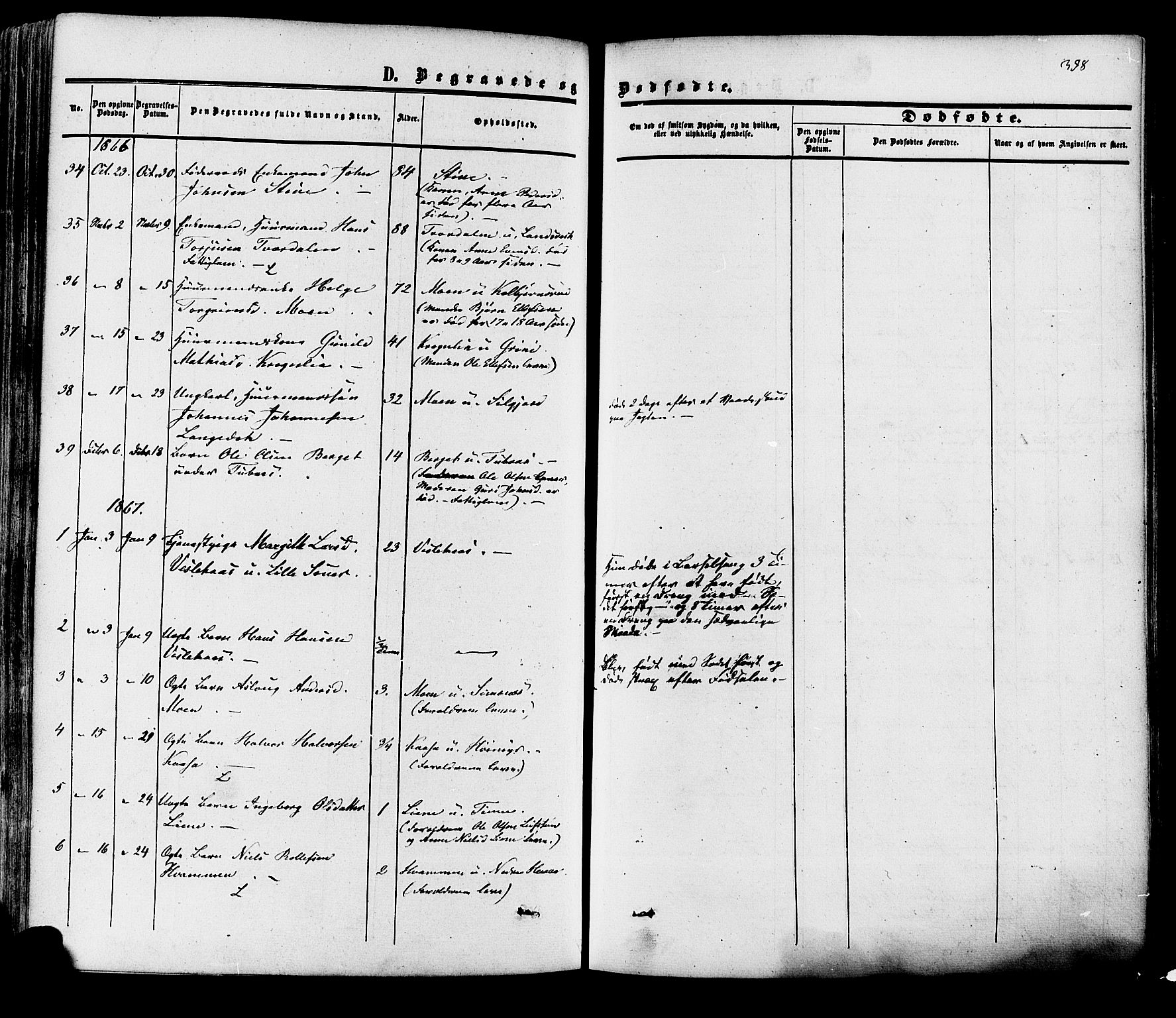 Heddal kirkebøker, AV/SAKO-A-268/F/Fa/L0007: Parish register (official) no. I 7, 1855-1877, p. 398