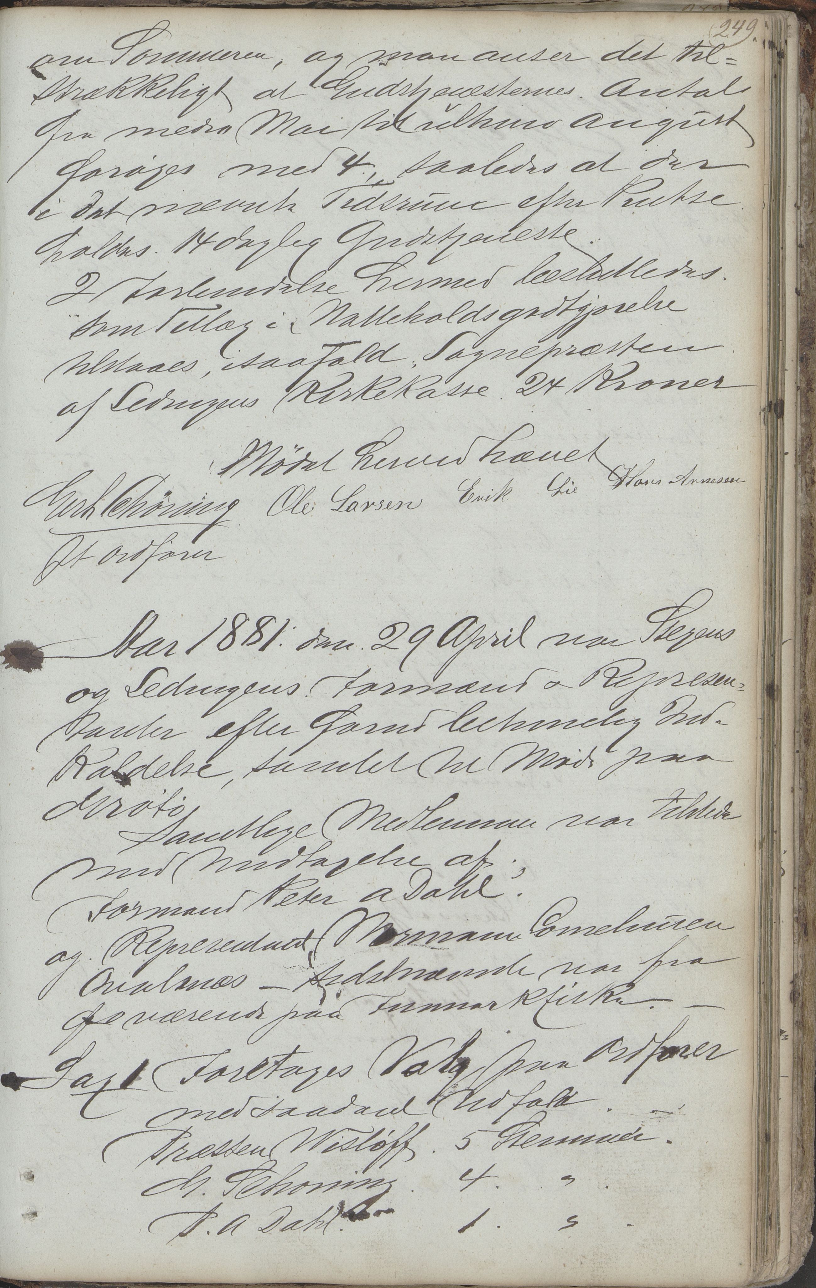 Steigen kommune. Formannskap, AIN/K-18480.150/100/L0001: Møtebok, 1838-1882, p. 249