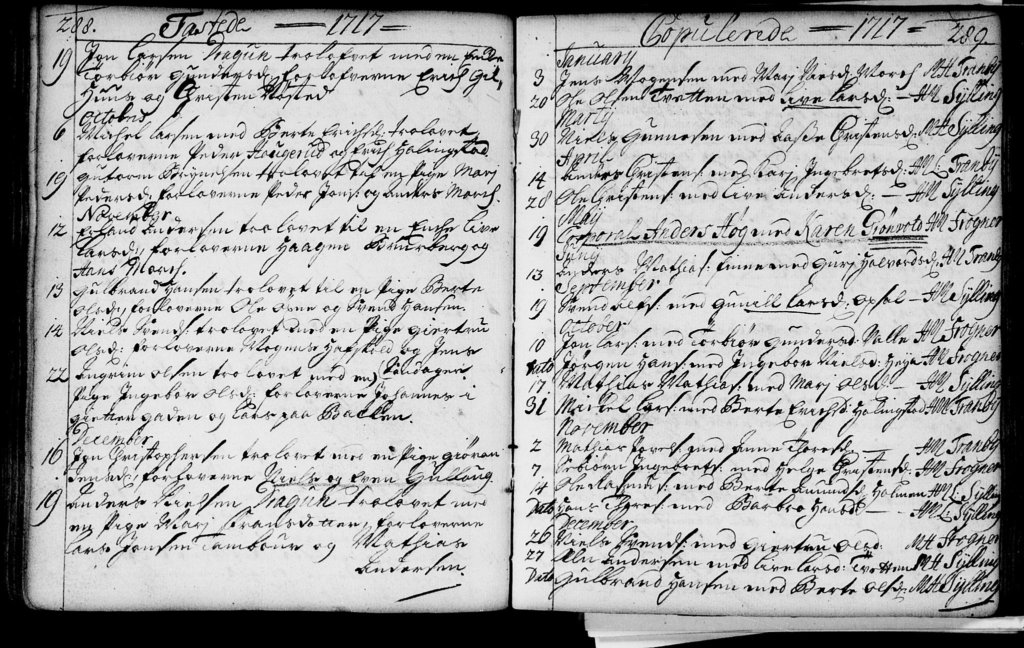 Lier kirkebøker, AV/SAKO-A-230/F/Fa/L0002: Parish register (official) no. I 2, 1701-1726, p. 288-289