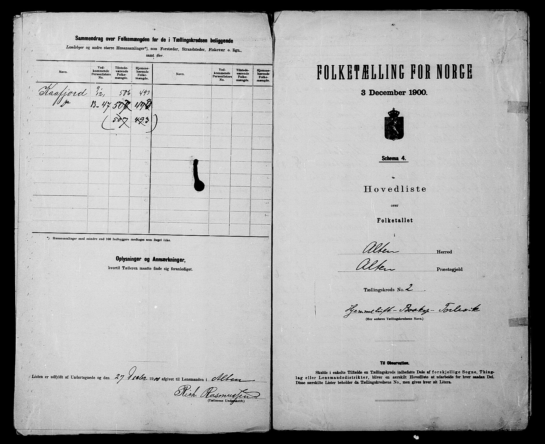 SATØ, 1900 census for Alta, 1900, p. 6