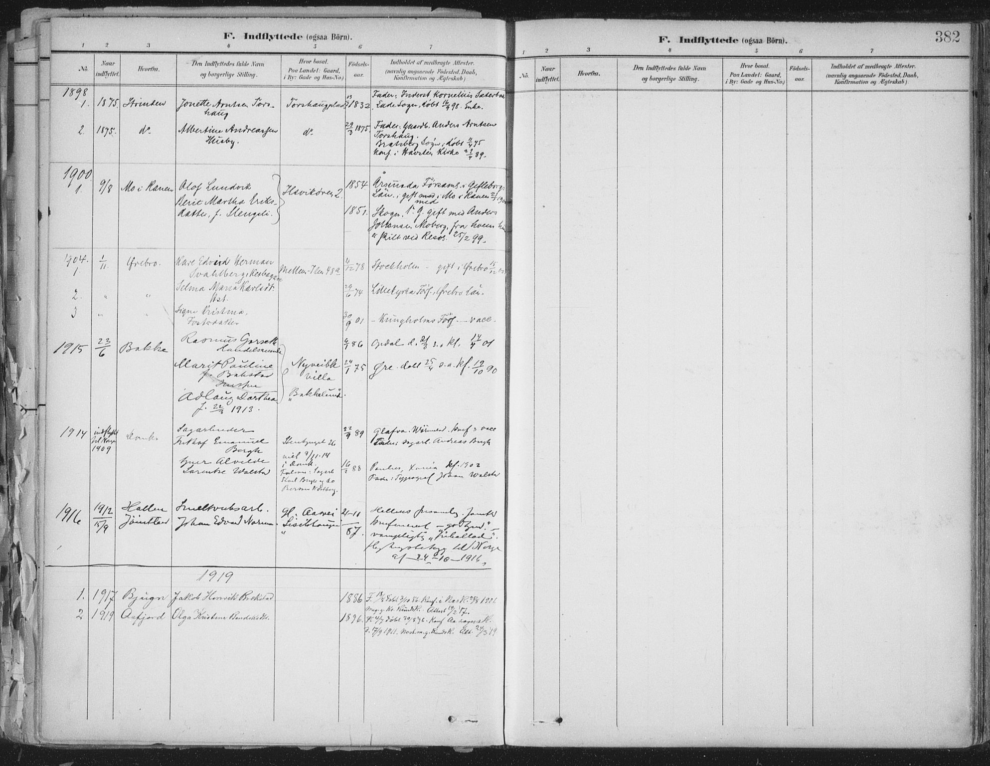 Ministerialprotokoller, klokkerbøker og fødselsregistre - Sør-Trøndelag, SAT/A-1456/603/L0167: Parish register (official) no. 603A06, 1896-1932, p. 382