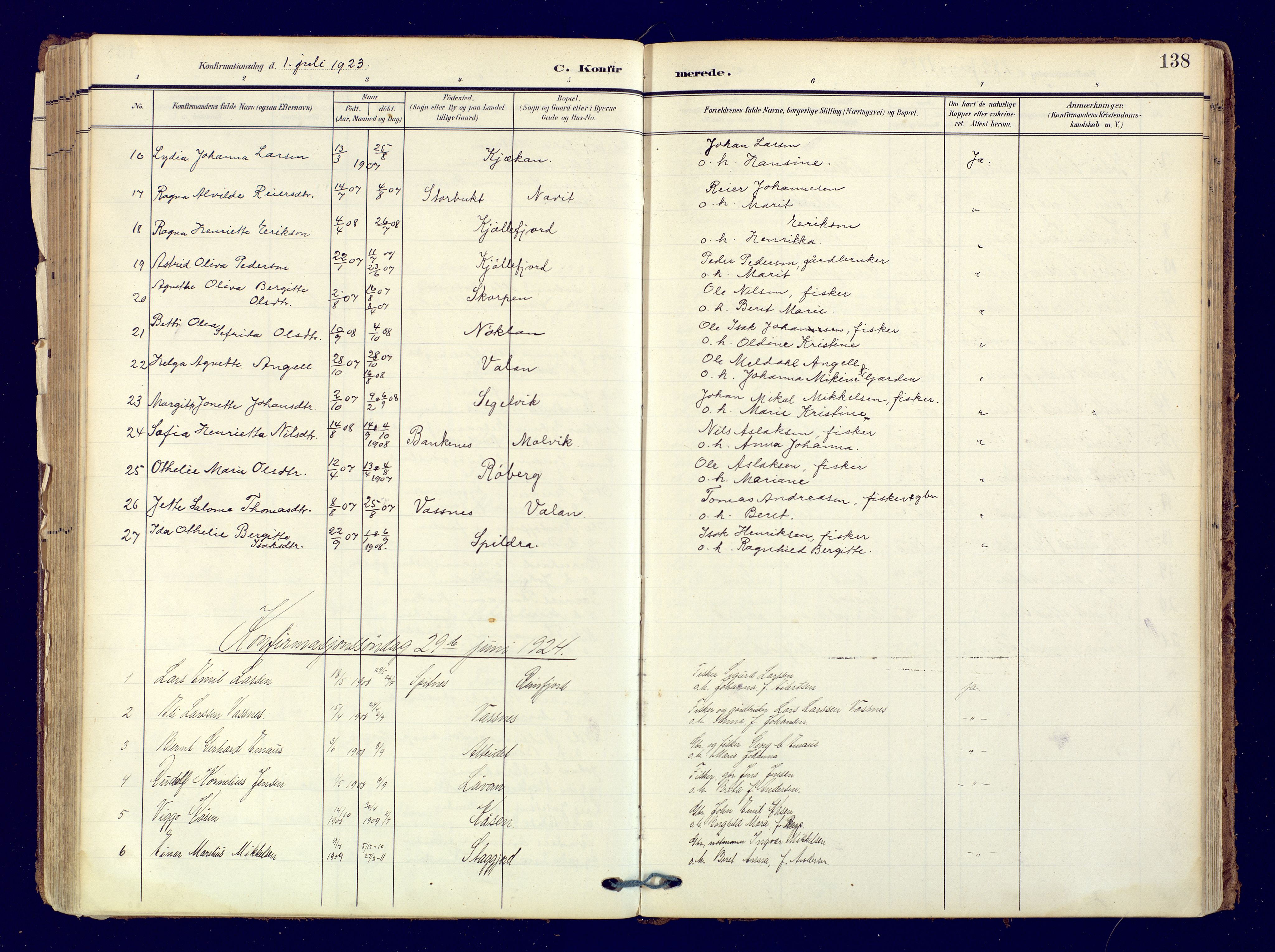 Skjervøy sokneprestkontor, AV/SATØ-S-1300/H/Ha/Haa: Parish register (official) no. 19, 1908-1936, p. 138