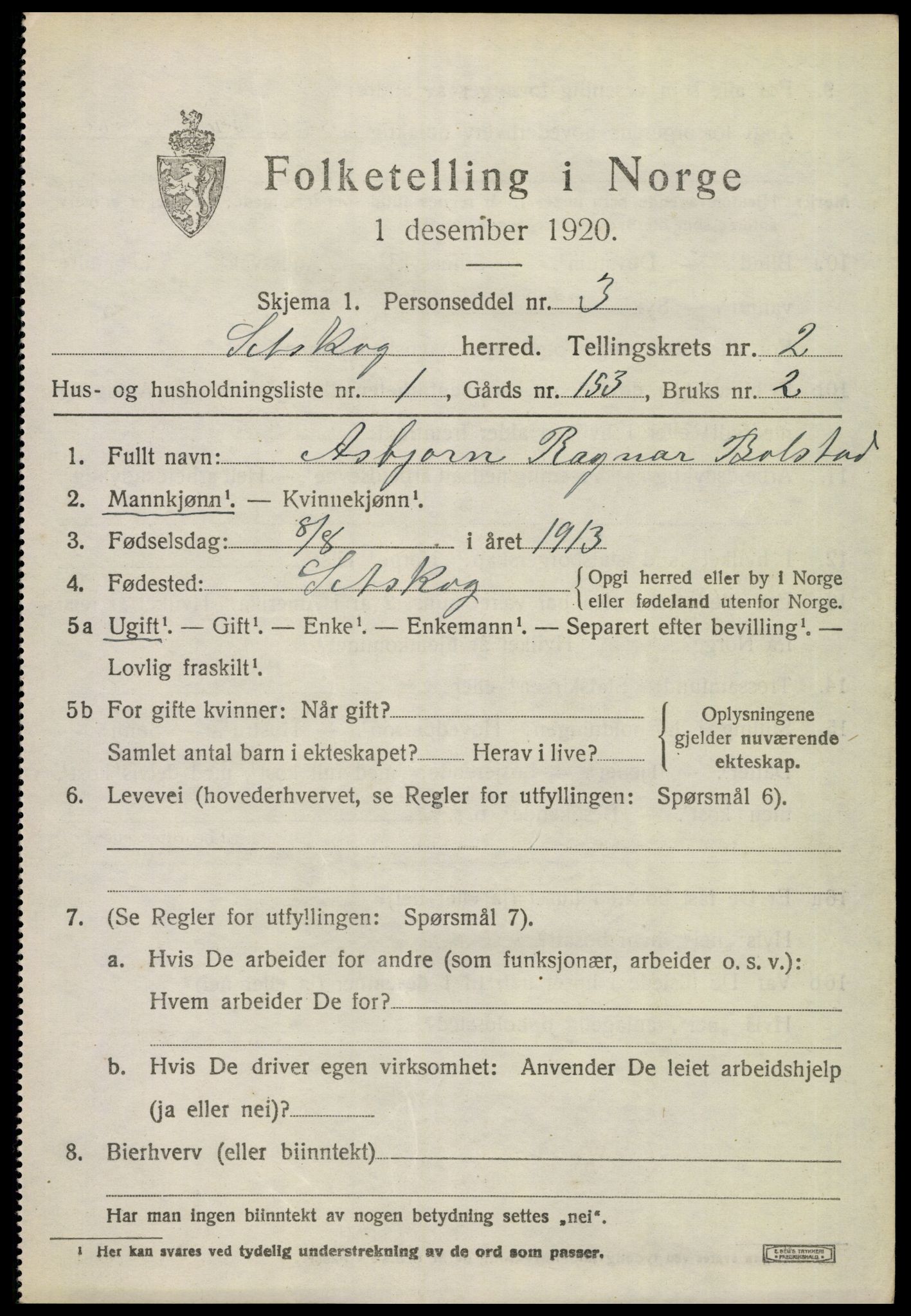 SAO, 1920 census for Setskog, 1920, p. 932