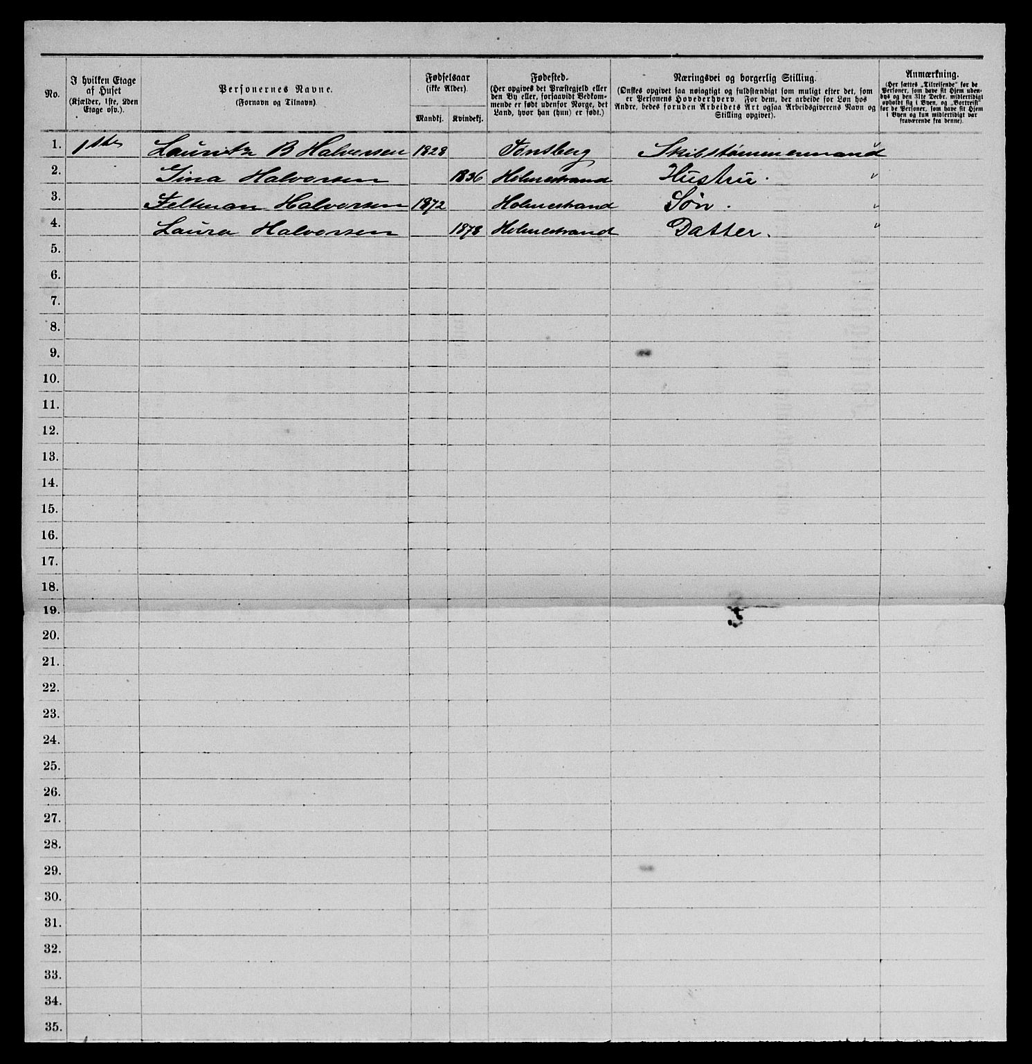 SAKO, 1885 census for 0702 Holmestrand, 1885, p. 25