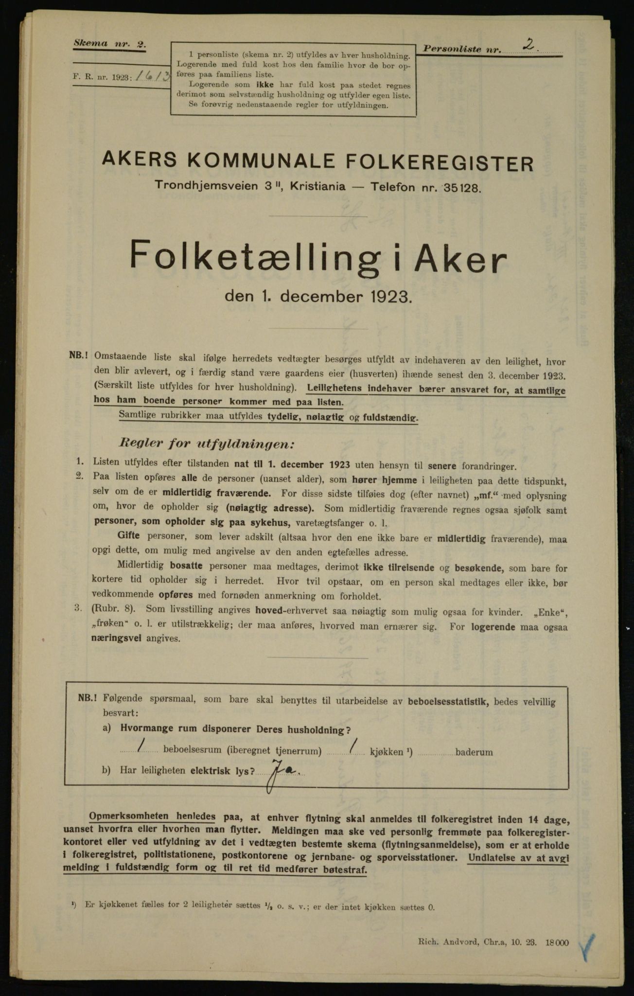 , Municipal Census 1923 for Aker, 1923, p. 45792