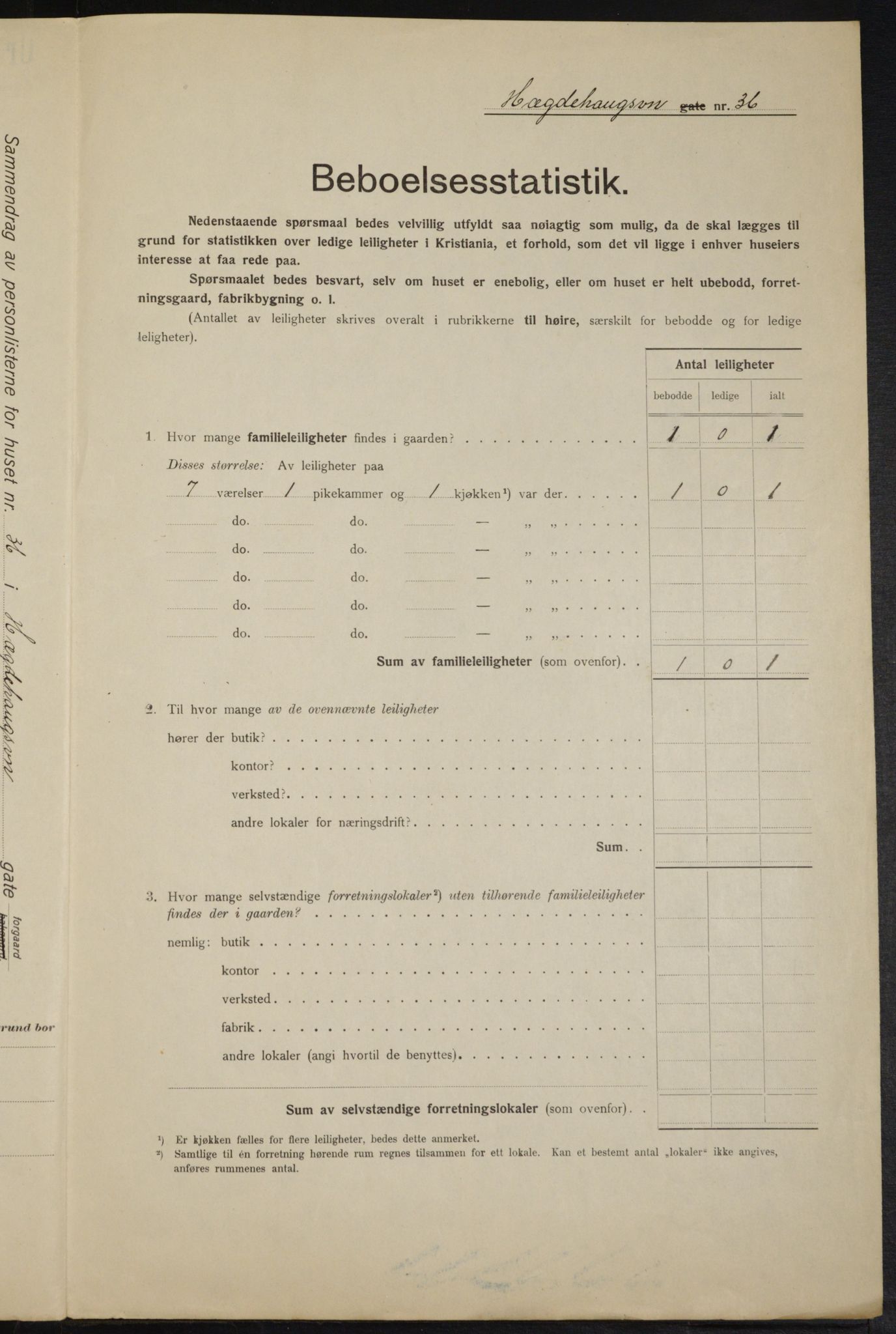 OBA, Municipal Census 1915 for Kristiania, 1915, p. 36186