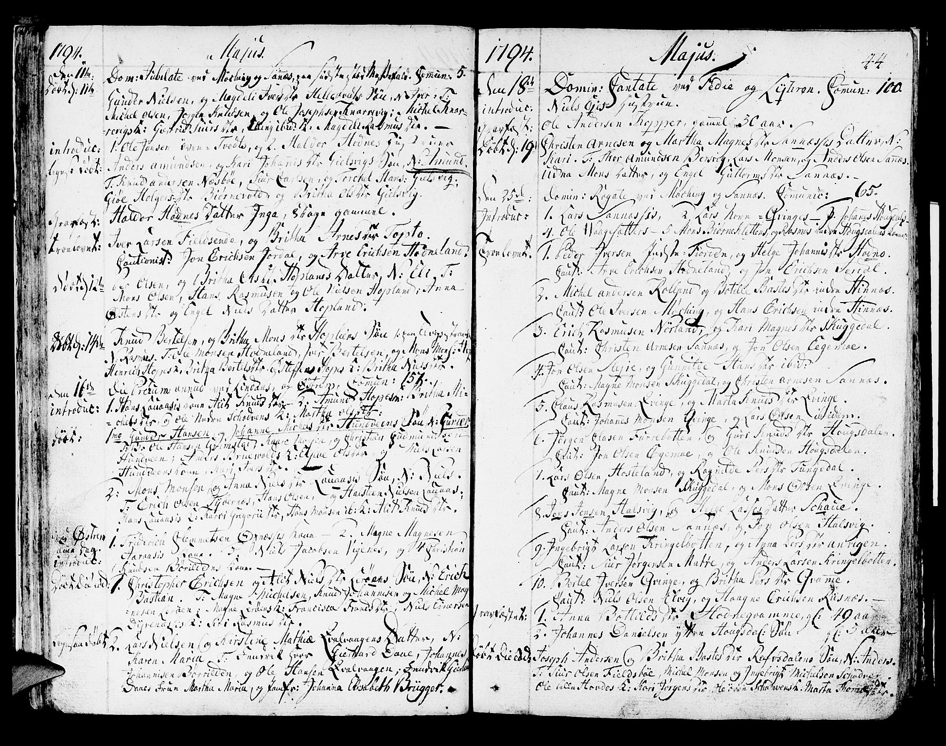 Lindås Sokneprestembete, AV/SAB-A-76701/H/Haa/Haaa/L0005: Parish register (official) no. A 5, 1791-1813, p. 44