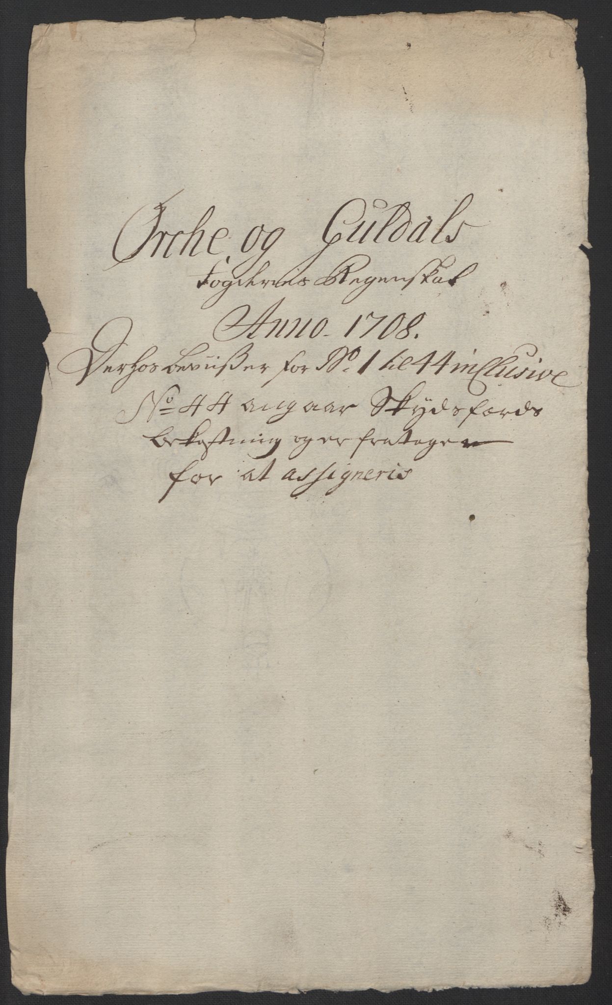 Rentekammeret inntil 1814, Reviderte regnskaper, Fogderegnskap, AV/RA-EA-4092/R60/L3958: Fogderegnskap Orkdal og Gauldal, 1708, p. 43