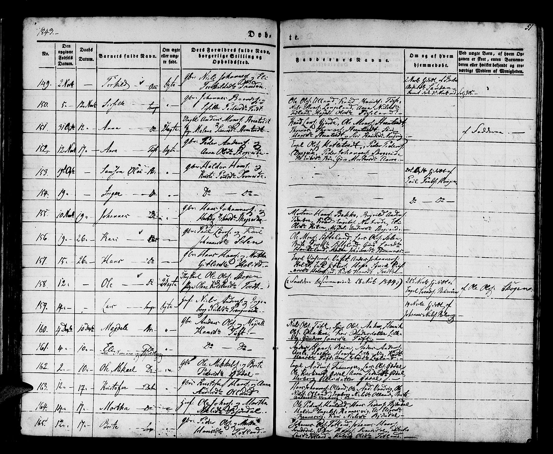 Os sokneprestembete, SAB/A-99929: Parish register (official) no. A 15, 1839-1851, p. 51