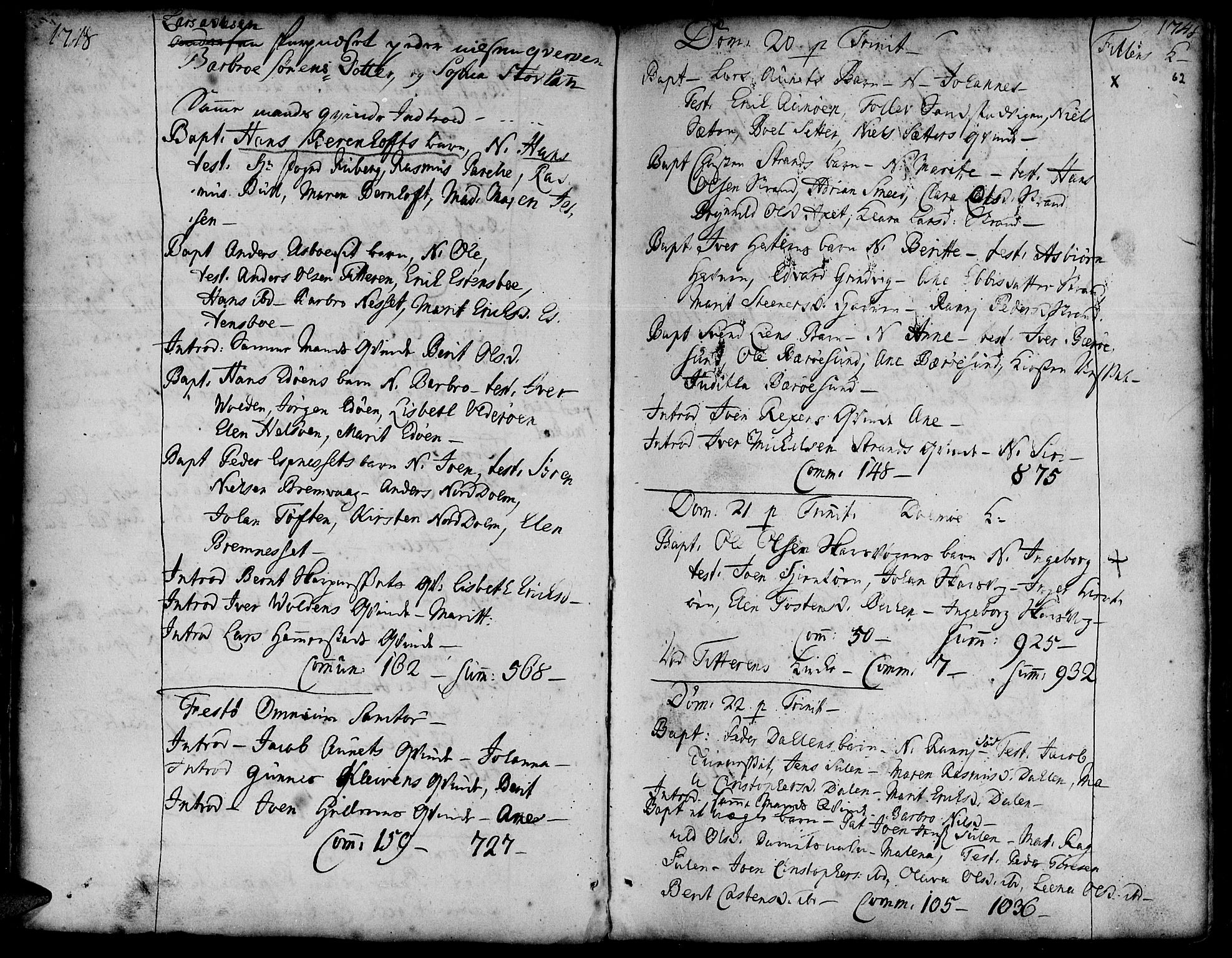 Ministerialprotokoller, klokkerbøker og fødselsregistre - Sør-Trøndelag, SAT/A-1456/634/L0525: Parish register (official) no. 634A01, 1736-1775, p. 62