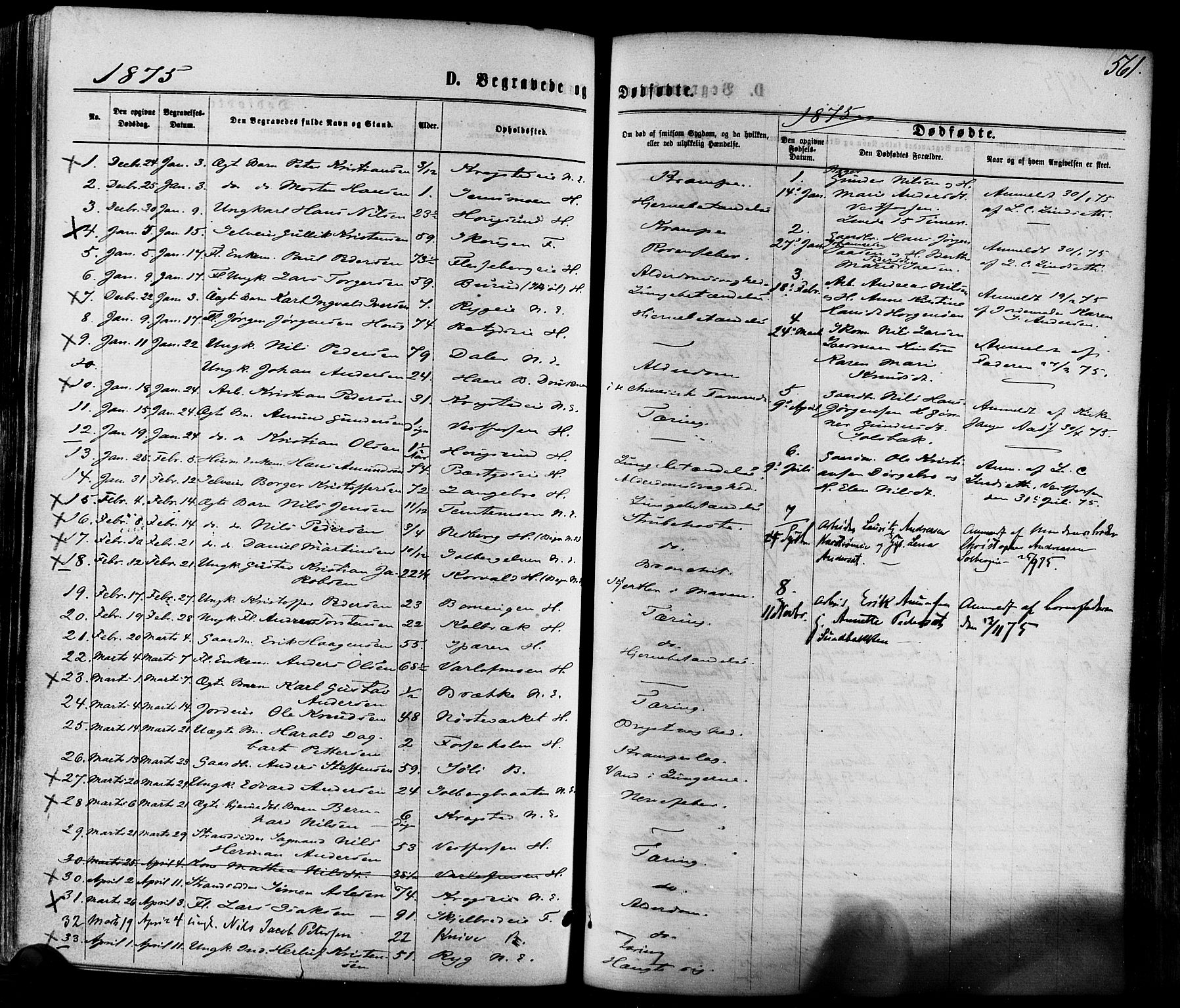 Eiker kirkebøker, AV/SAKO-A-4/F/Fa/L0017: Parish register (official) no. I 17, 1869-1877, p. 561