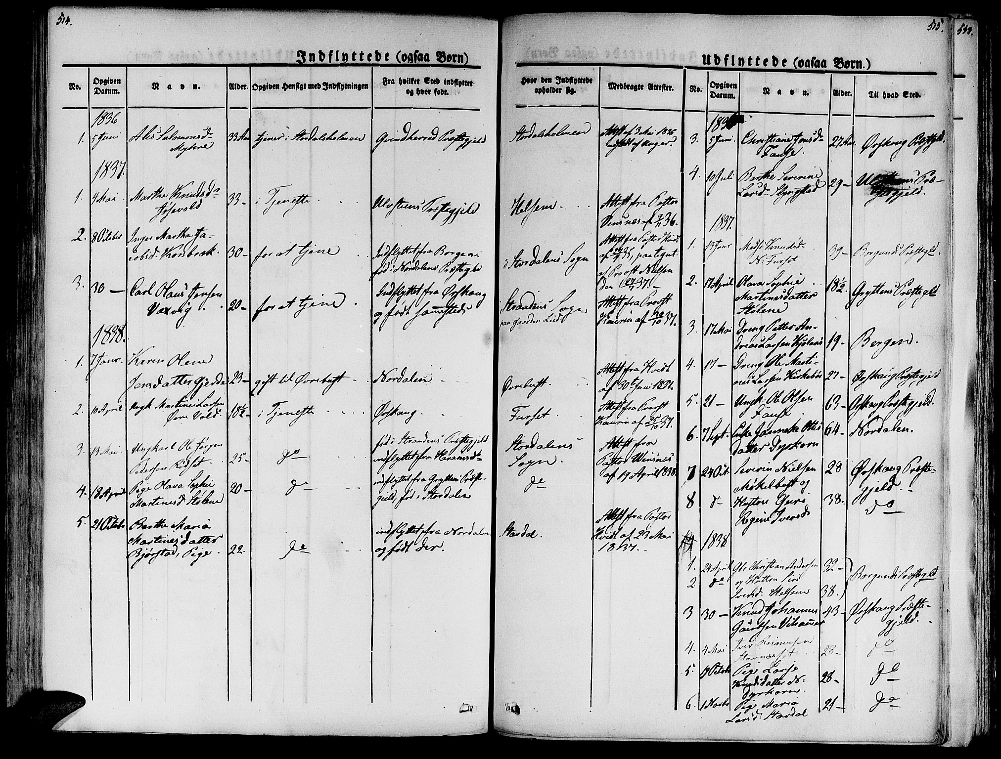 Ministerialprotokoller, klokkerbøker og fødselsregistre - Møre og Romsdal, SAT/A-1454/520/L0274: Parish register (official) no. 520A04, 1827-1864, p. 514-515