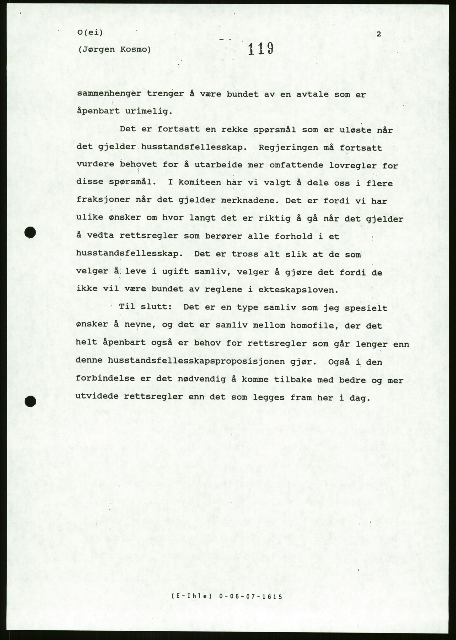 Det Norske Forbundet av 1948/Landsforeningen for Lesbisk og Homofil Frigjøring, AV/RA-PA-1216/D/Da/L0001: Partnerskapsloven, 1990-1993, p. 313