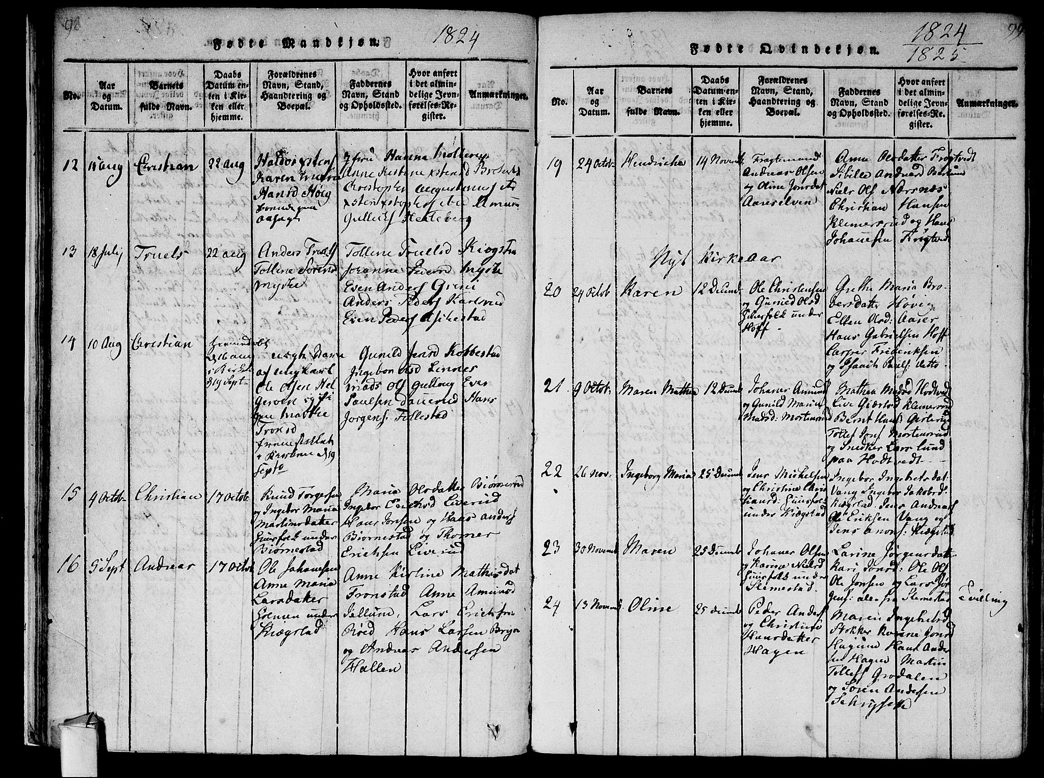 Røyken kirkebøker, AV/SAKO-A-241/F/Fa/L0004: Parish register (official) no. 4, 1814-1832, p. 98-99