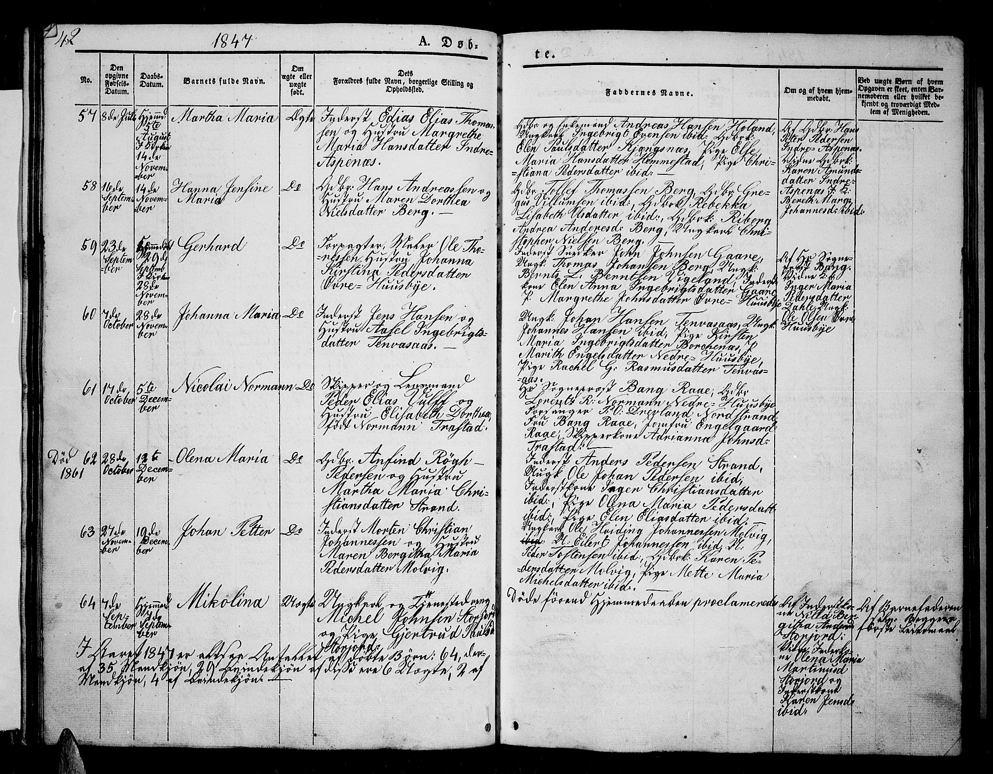 Kvæfjord sokneprestkontor, SATØ/S-1323/G/Ga/Gab/L0002klokker: Parish register (copy) no. 2, 1841-1855, p. 42