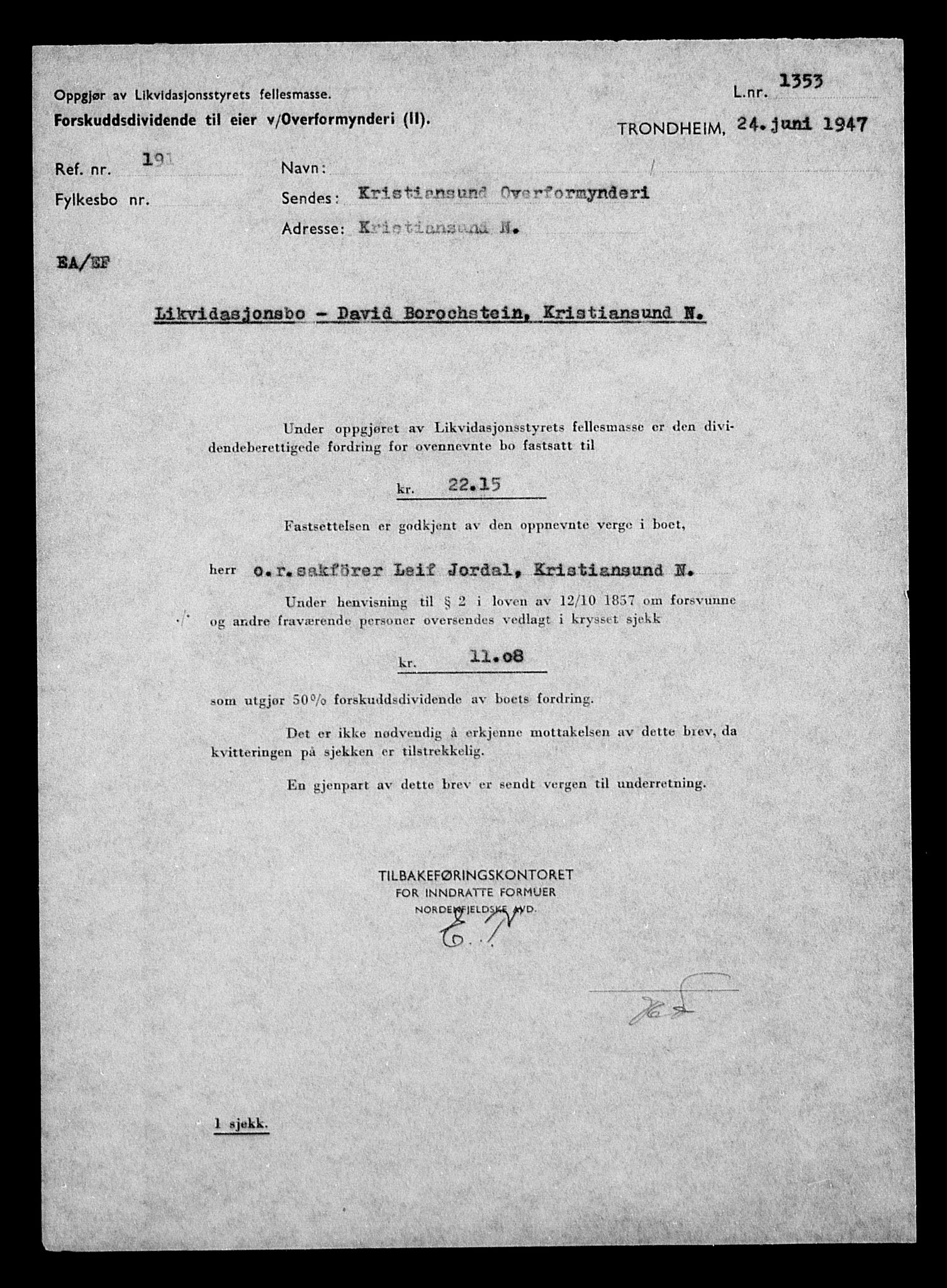 Justisdepartementet, Tilbakeføringskontoret for inndratte formuer, RA/S-1564/H/Hc/Hcb/L0910: --, 1945-1947, p. 381