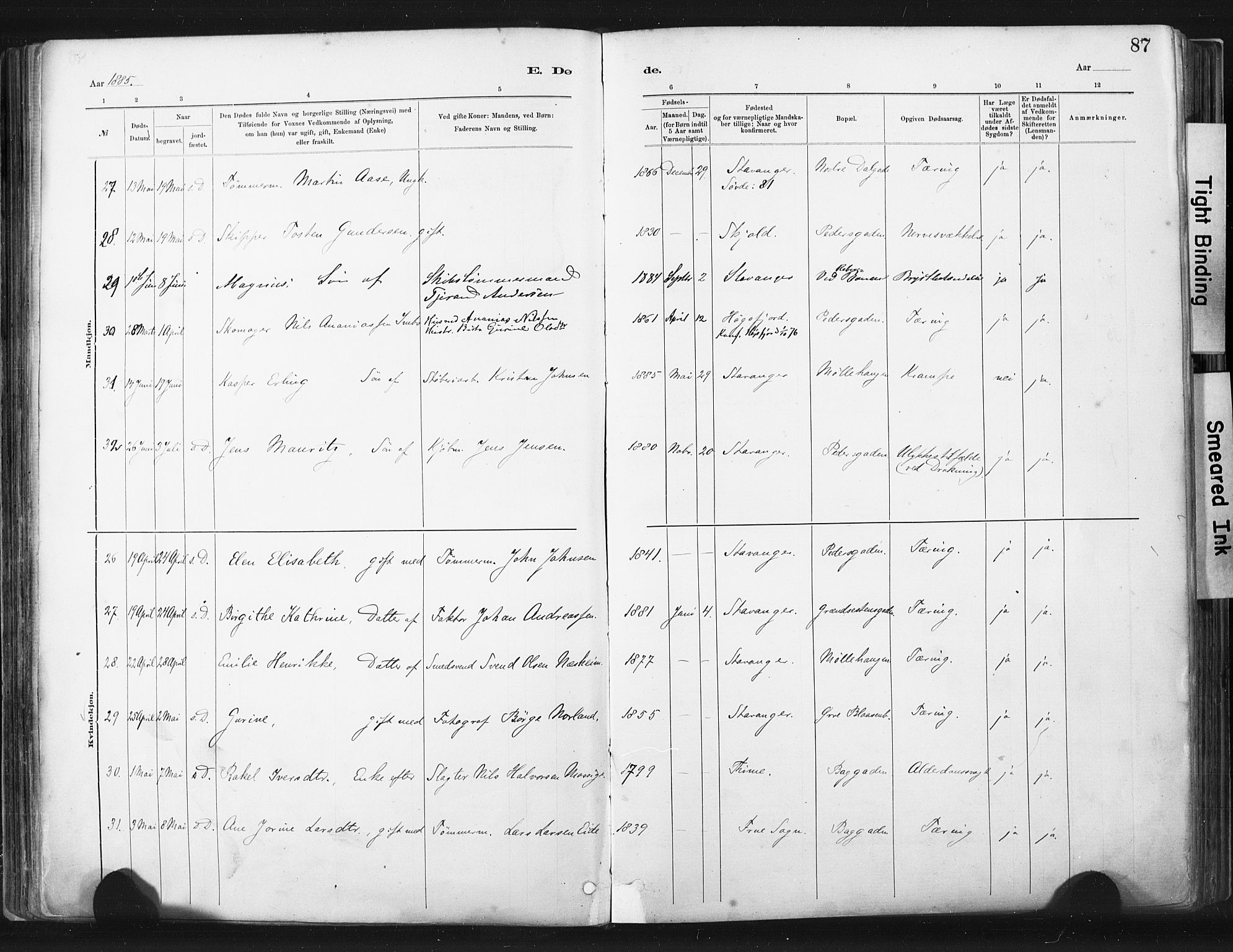 St. Johannes sokneprestkontor, AV/SAST-A-101814/001/30/30BA/L0003: Parish register (official) no. A 3, 1885-1910, p. 87