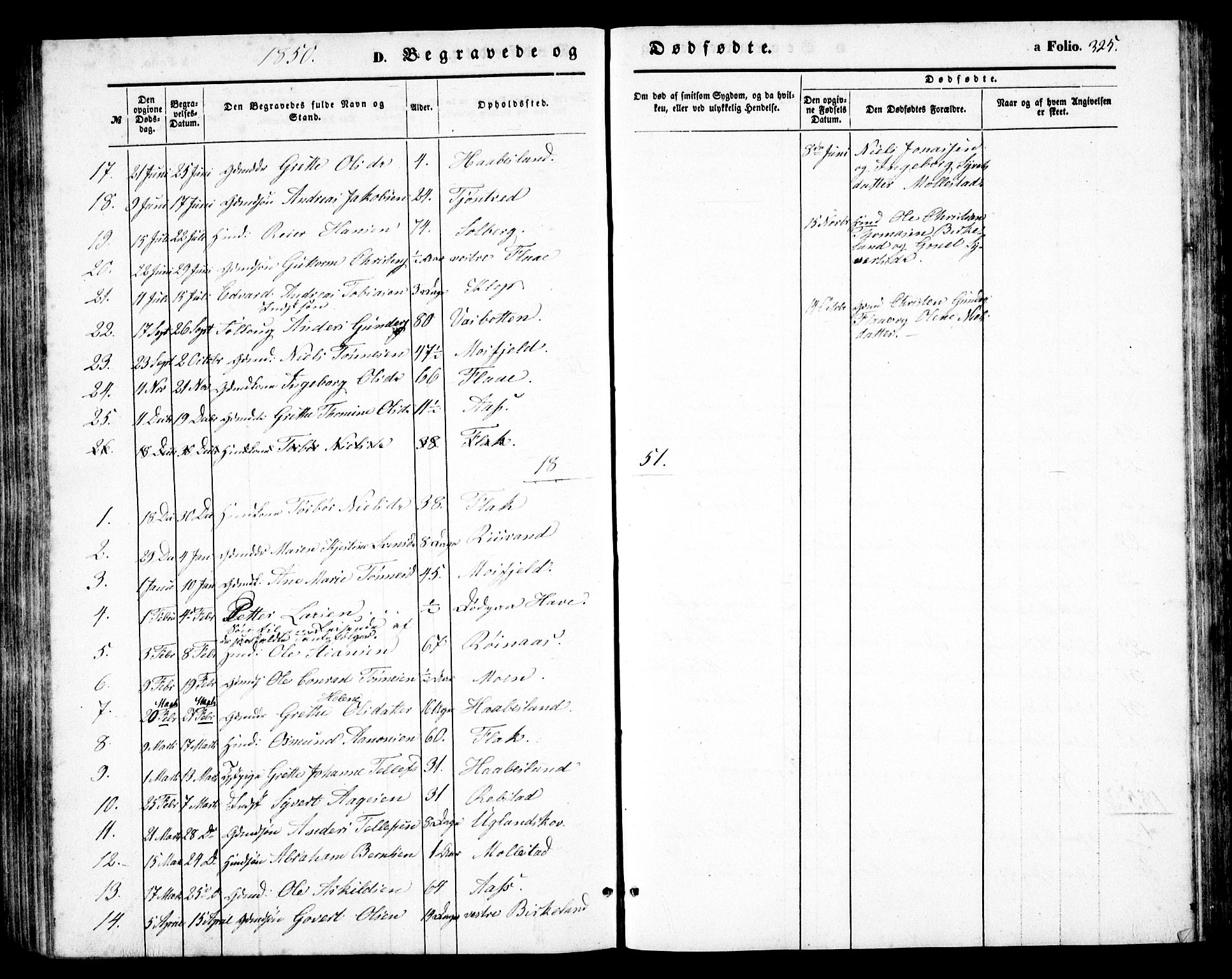 Birkenes sokneprestkontor, AV/SAK-1111-0004/F/Fb/L0002: Parish register (copy) no. B 2, 1849-1876, p. 325