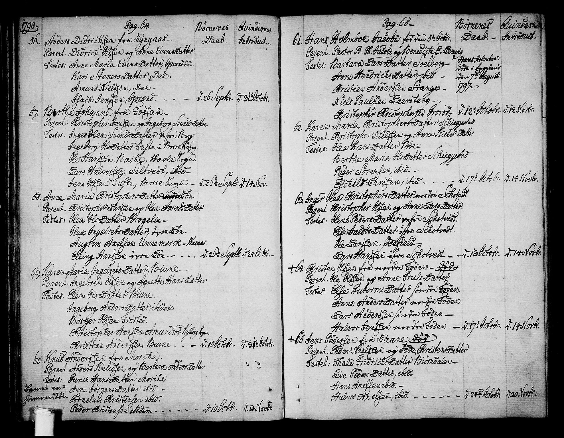 Ramnes kirkebøker, SAKO/A-314/F/Fa/L0003: Parish register (official) no. I 3, 1790-1813, p. 64-65