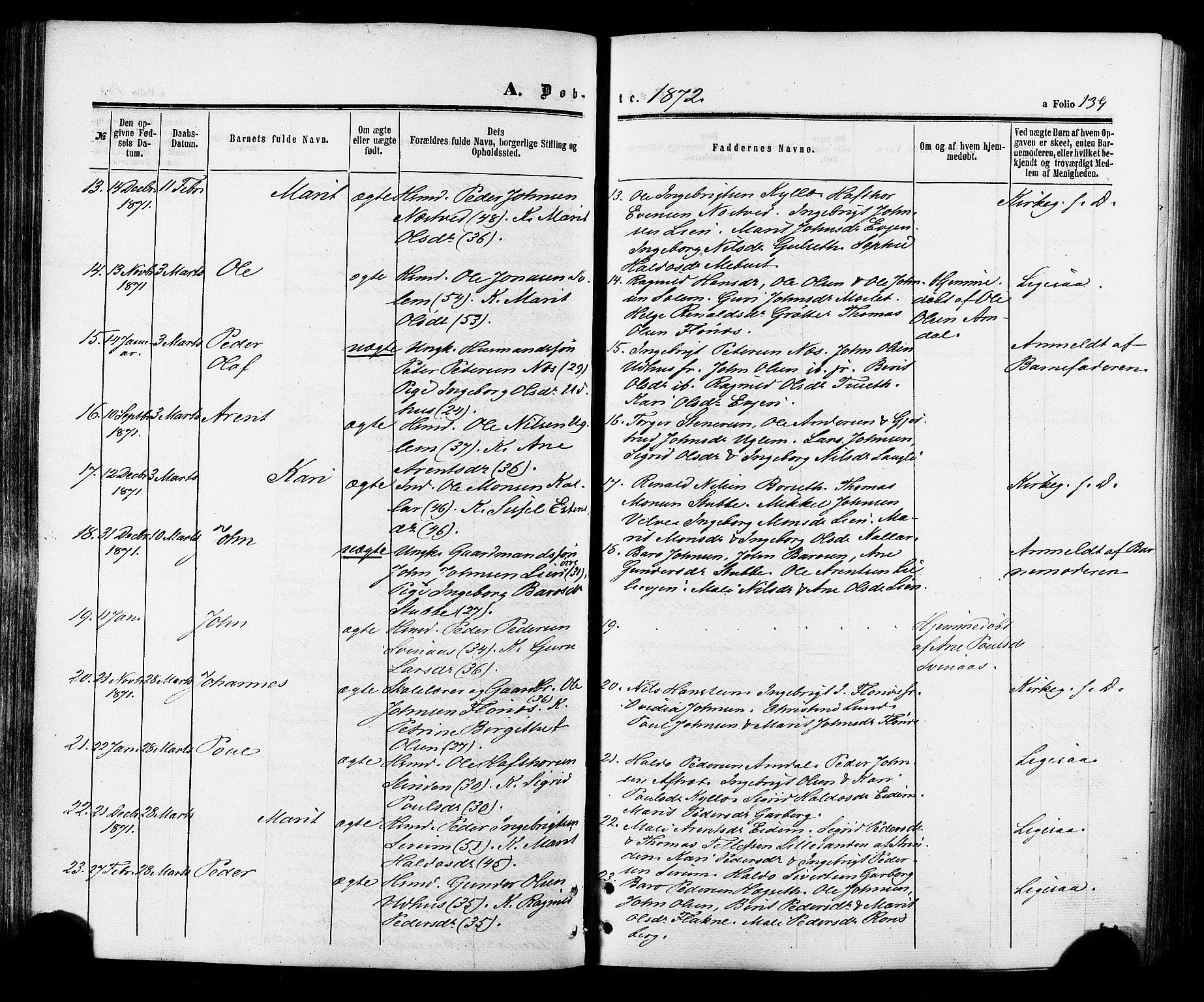 Ministerialprotokoller, klokkerbøker og fødselsregistre - Sør-Trøndelag, SAT/A-1456/695/L1147: Parish register (official) no. 695A07, 1860-1877, p. 139