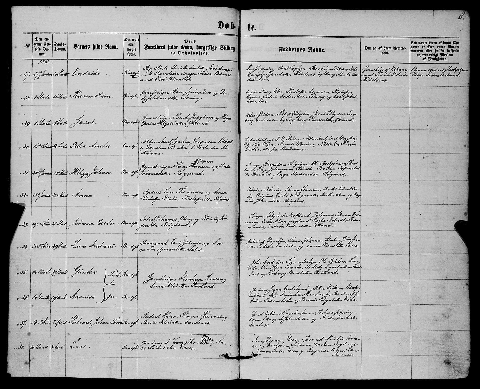 Finnås sokneprestembete, AV/SAB-A-99925/H/Ha/Haa/Haaa/L0008: Parish register (official) no. A 8, 1863-1872, p. 8