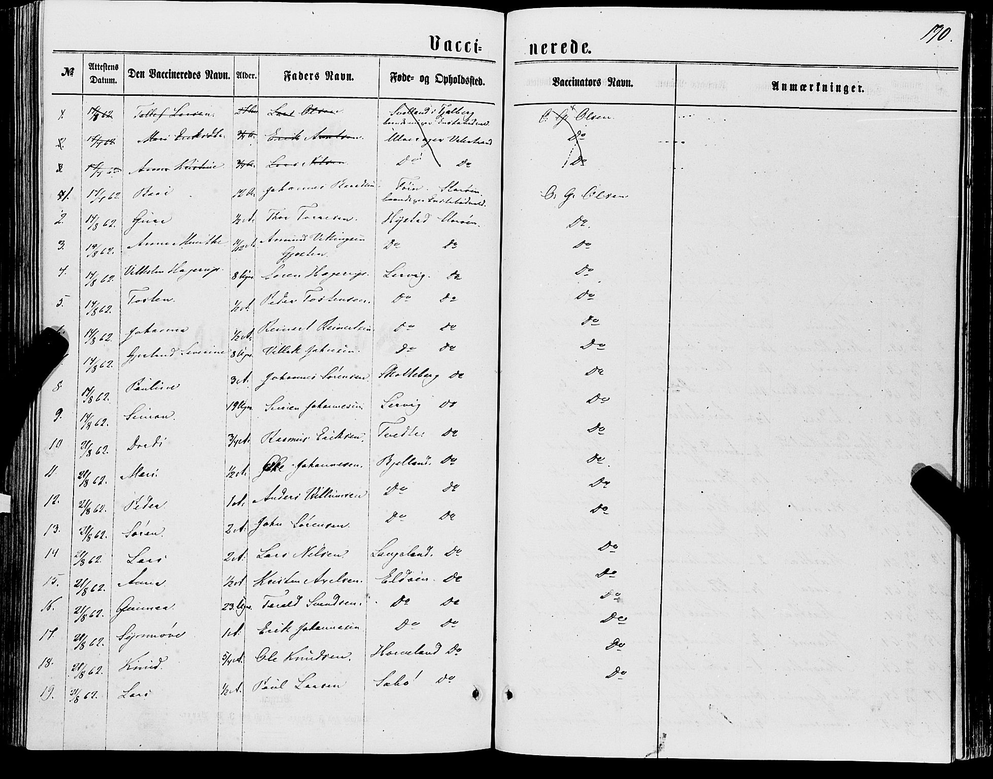 Stord sokneprestembete, AV/SAB-A-78201/H/Haa: Parish register (official) no. B 1, 1862-1877, p. 190