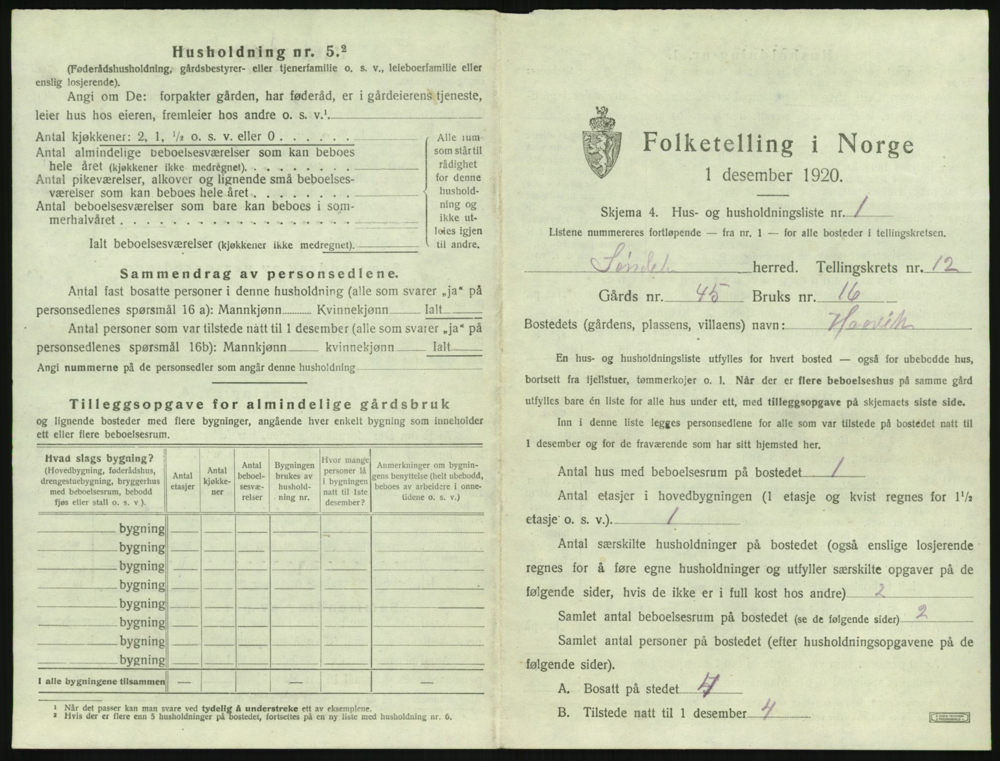 SAK, 1920 census for Søndeled, 1920, p. 955