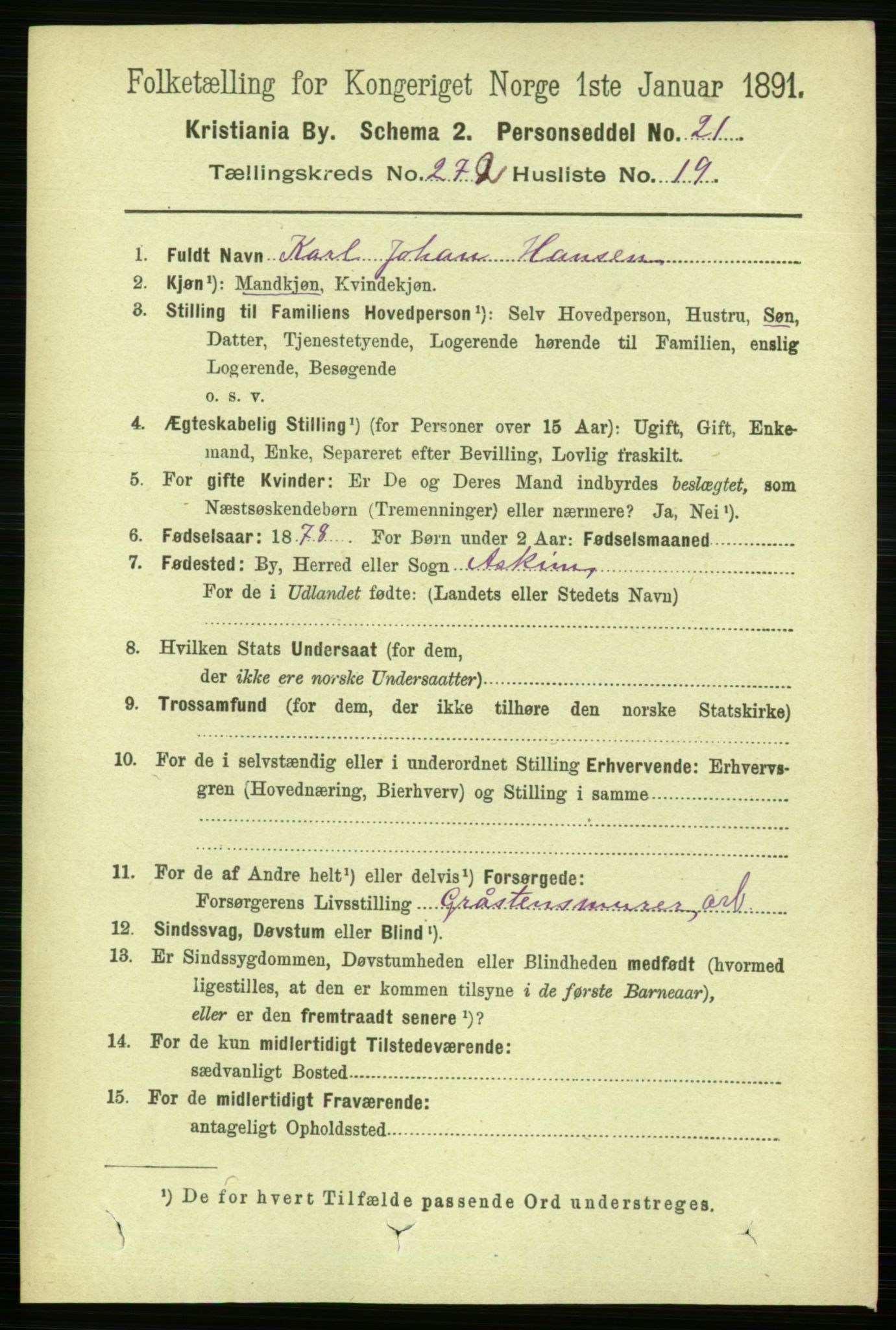 RA, 1891 census for 0301 Kristiania, 1891, p. 165688