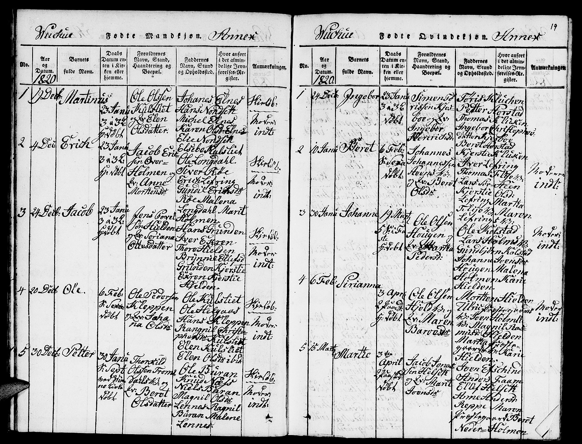 Ministerialprotokoller, klokkerbøker og fødselsregistre - Nord-Trøndelag, SAT/A-1458/724/L0265: Parish register (copy) no. 724C01, 1816-1845, p. 19
