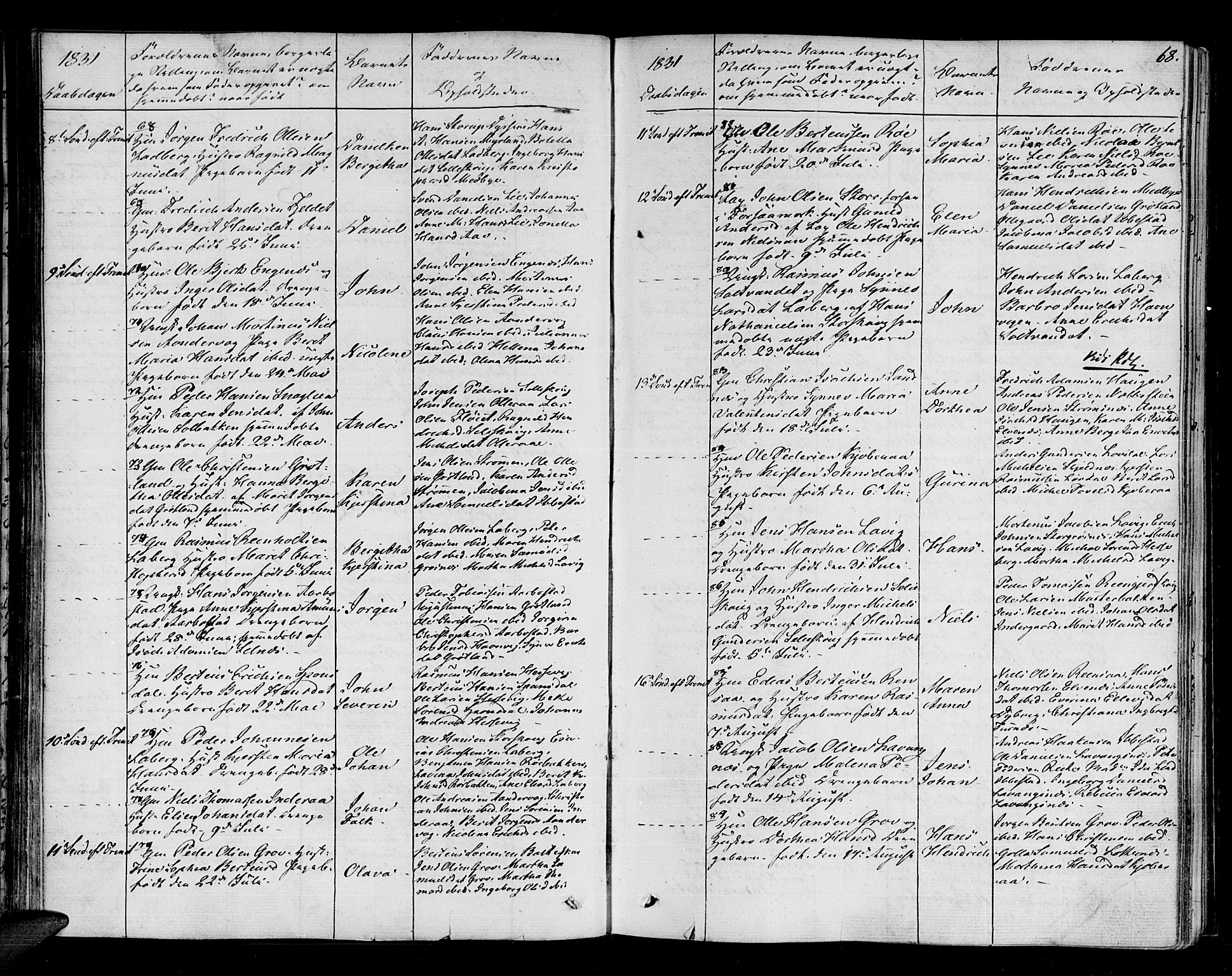 Ibestad sokneprestembete, AV/SATØ-S-0077/H/Ha/Haa/L0005kirke: Parish register (official) no. 5, 1825-1836, p. 68