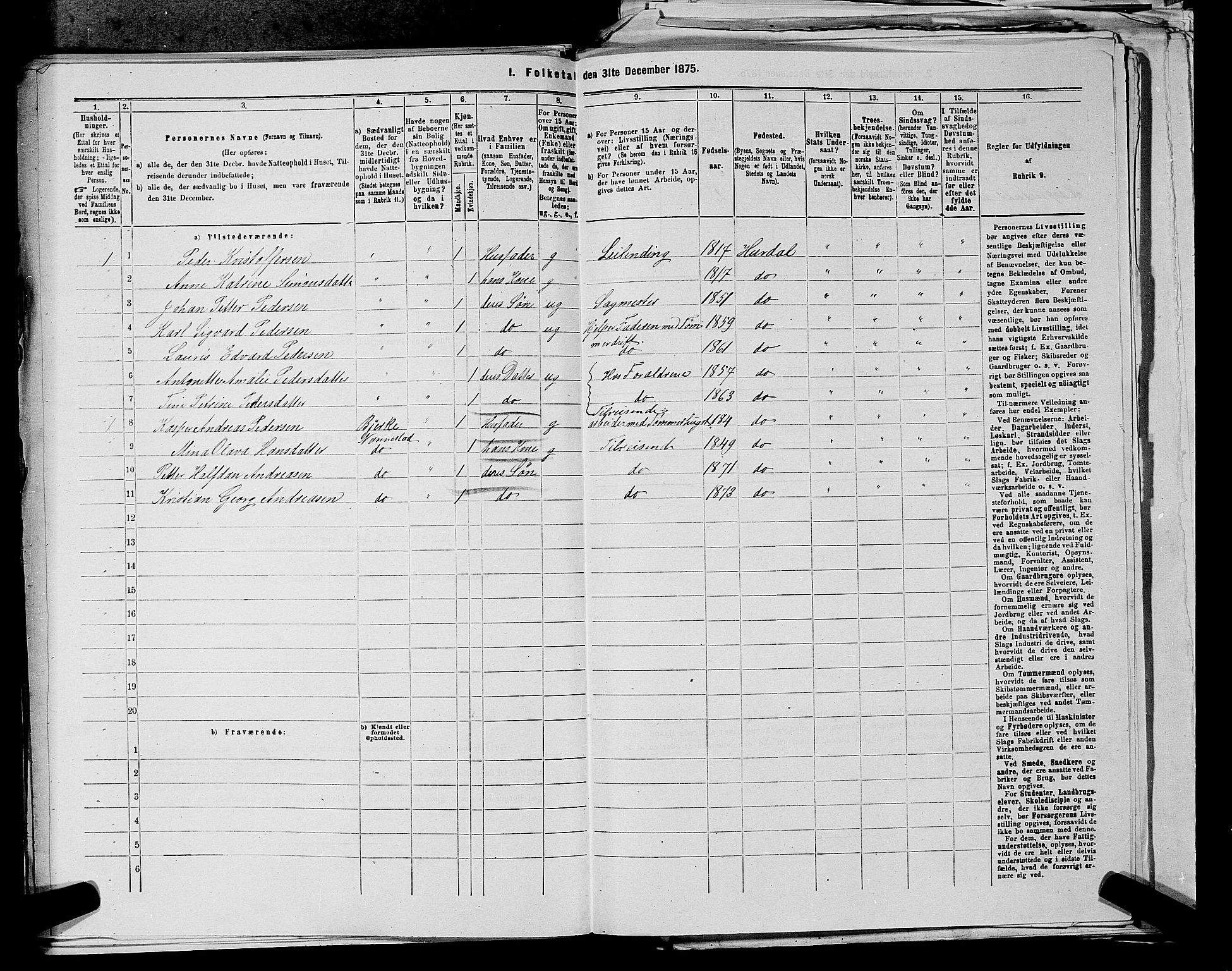RA, 1875 census for 0239P Hurdal, 1875, p. 701