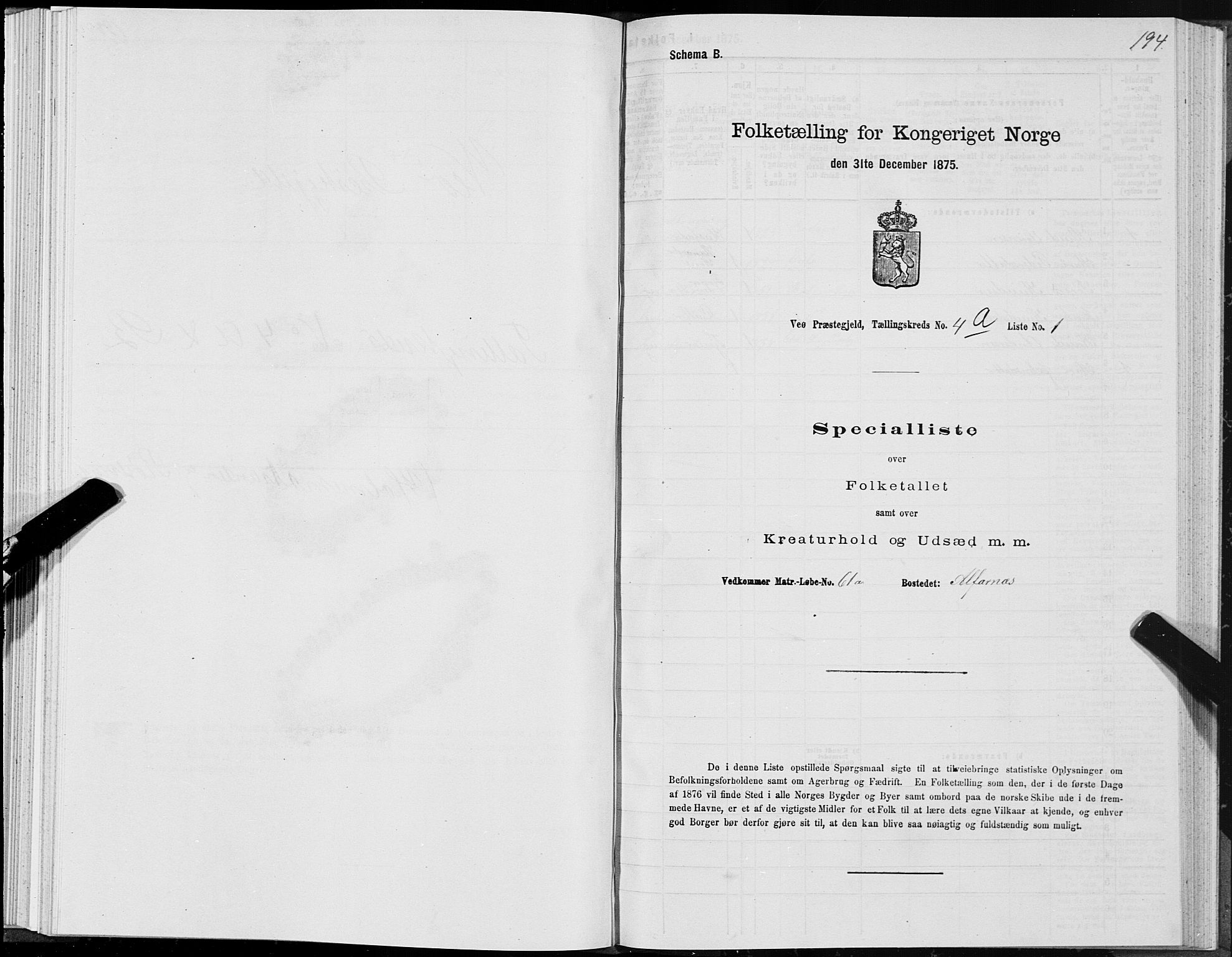 SAT, 1875 census for 1541P Veøy, 1875, p. 2194