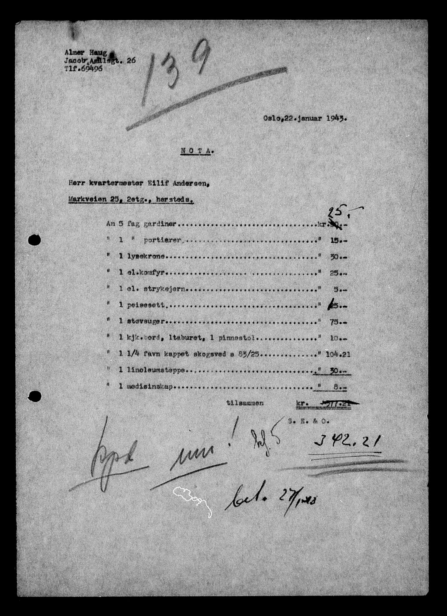 Justisdepartementet, Tilbakeføringskontoret for inndratte formuer, AV/RA-S-1564/H/Hc/Hcc/L0985: --, 1945-1947, p. 327