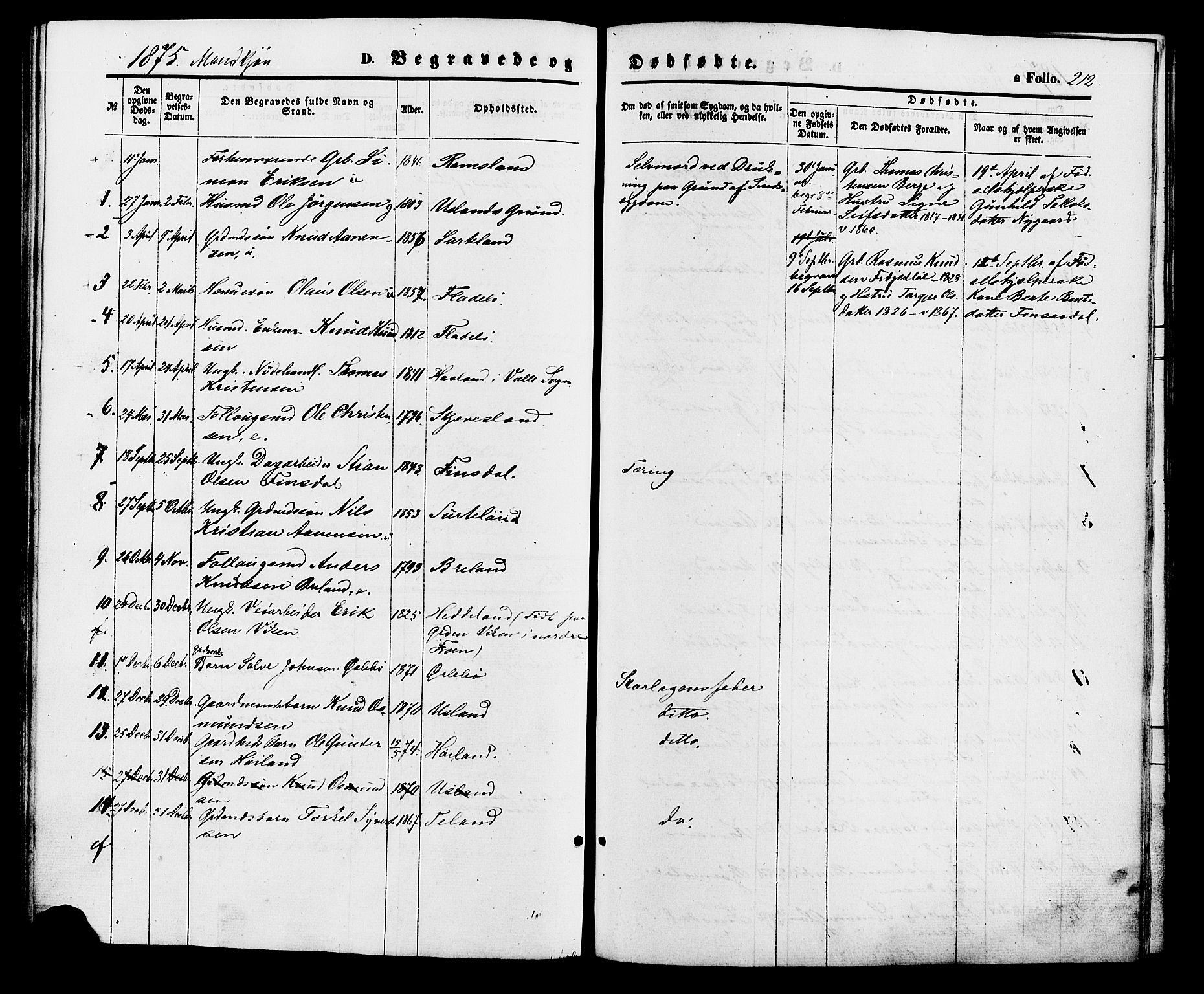 Holum sokneprestkontor, AV/SAK-1111-0022/F/Fa/Fac/L0003: Parish register (official) no. A 3, 1860-1883, p. 212