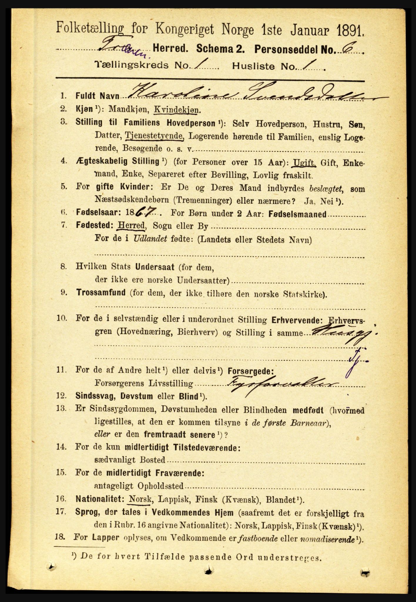 RA, 1891 census for 1835 Træna, 1891, p. 92