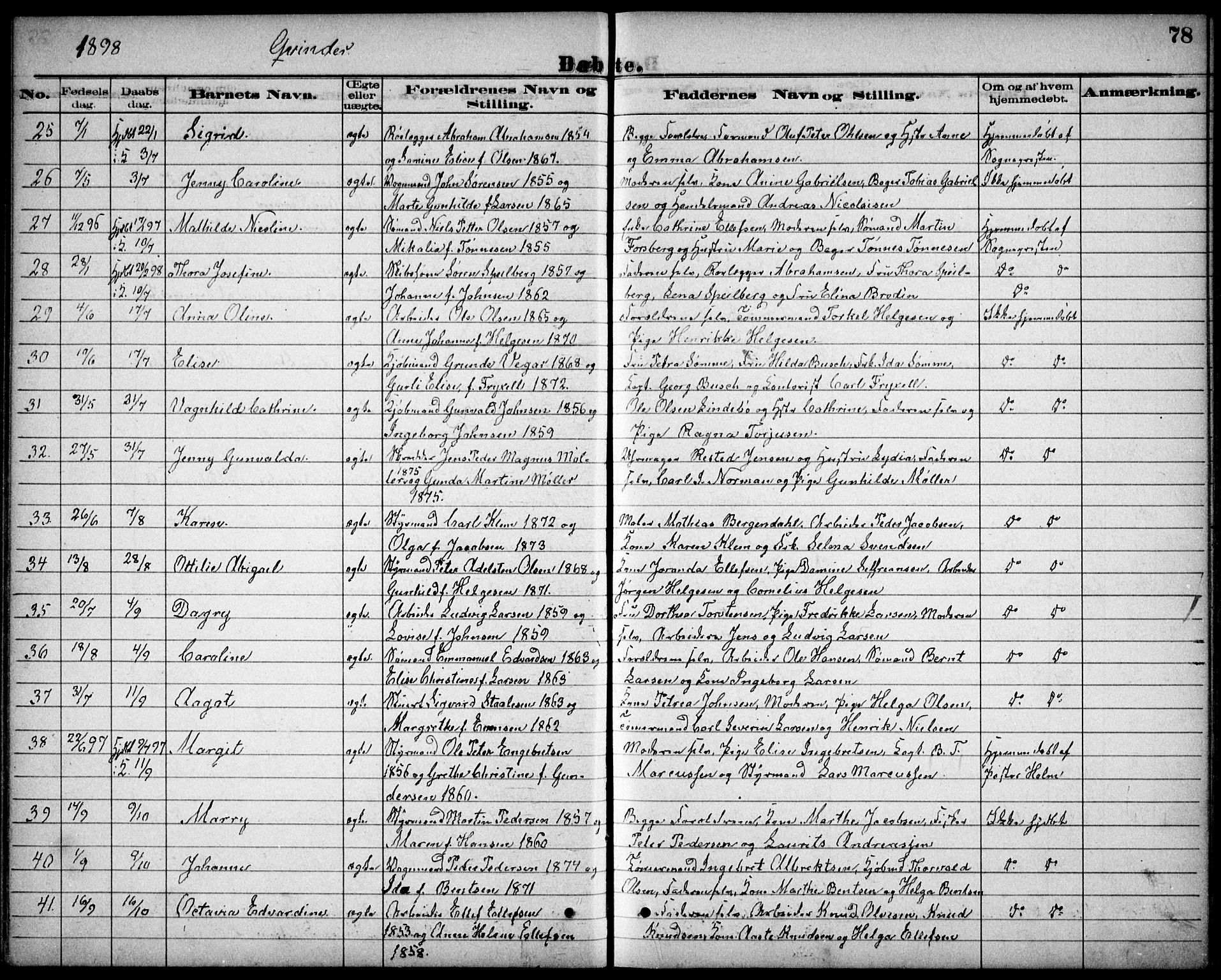 Risør sokneprestkontor, AV/SAK-1111-0035/F/Fb/L0007: Parish register (copy) no. B 7, 1885-1908, p. 78