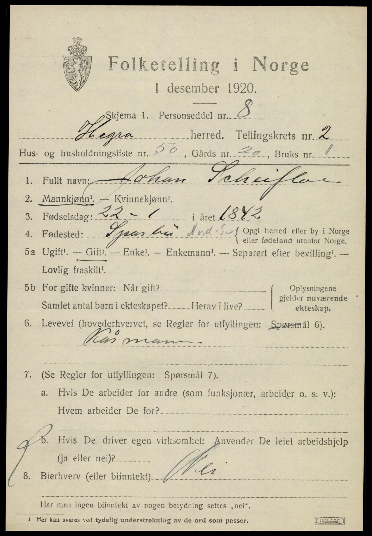 SAT, 1920 census for Hegra, 1920, p. 2150