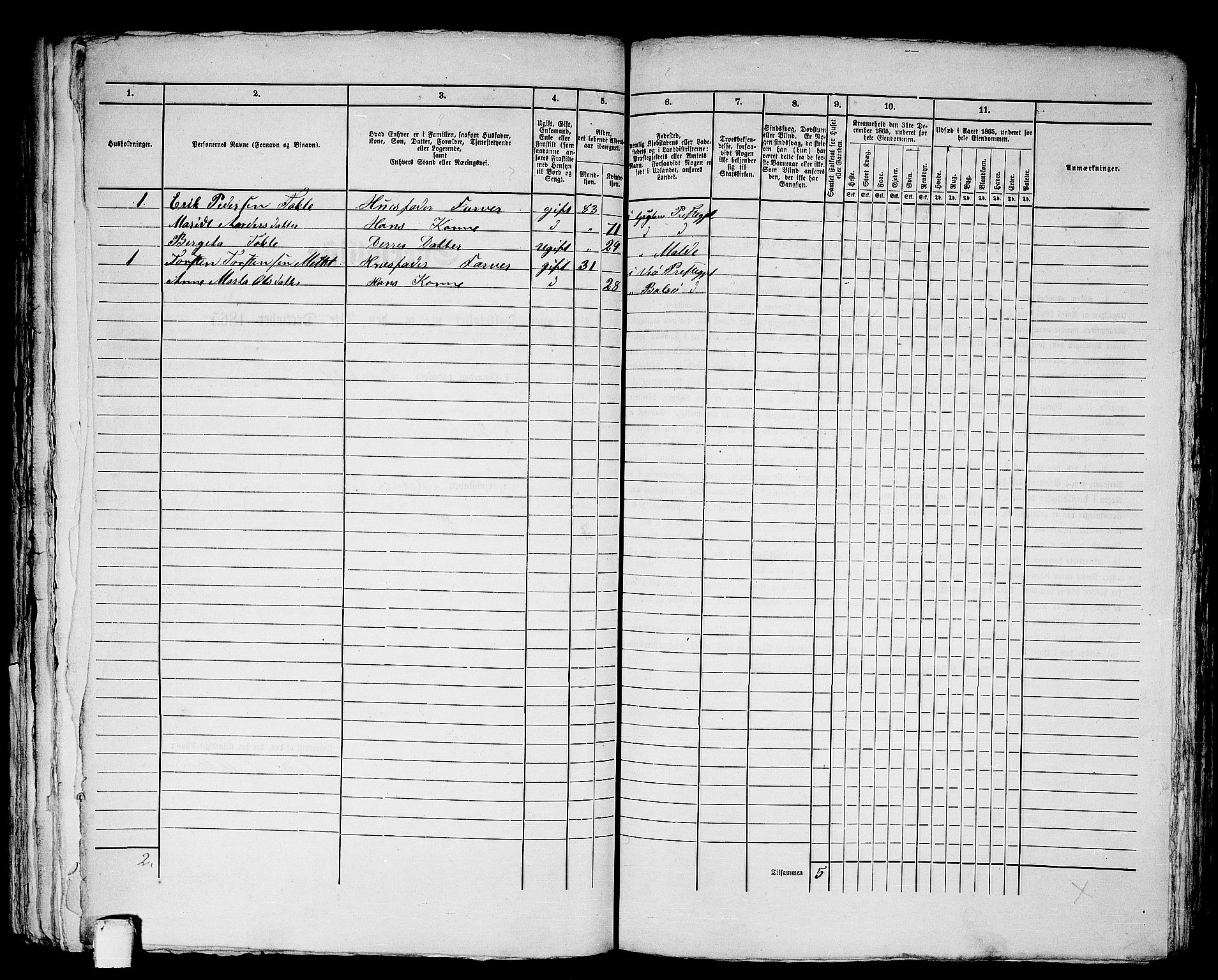 RA, 1865 census for Molde, 1865, p. 169