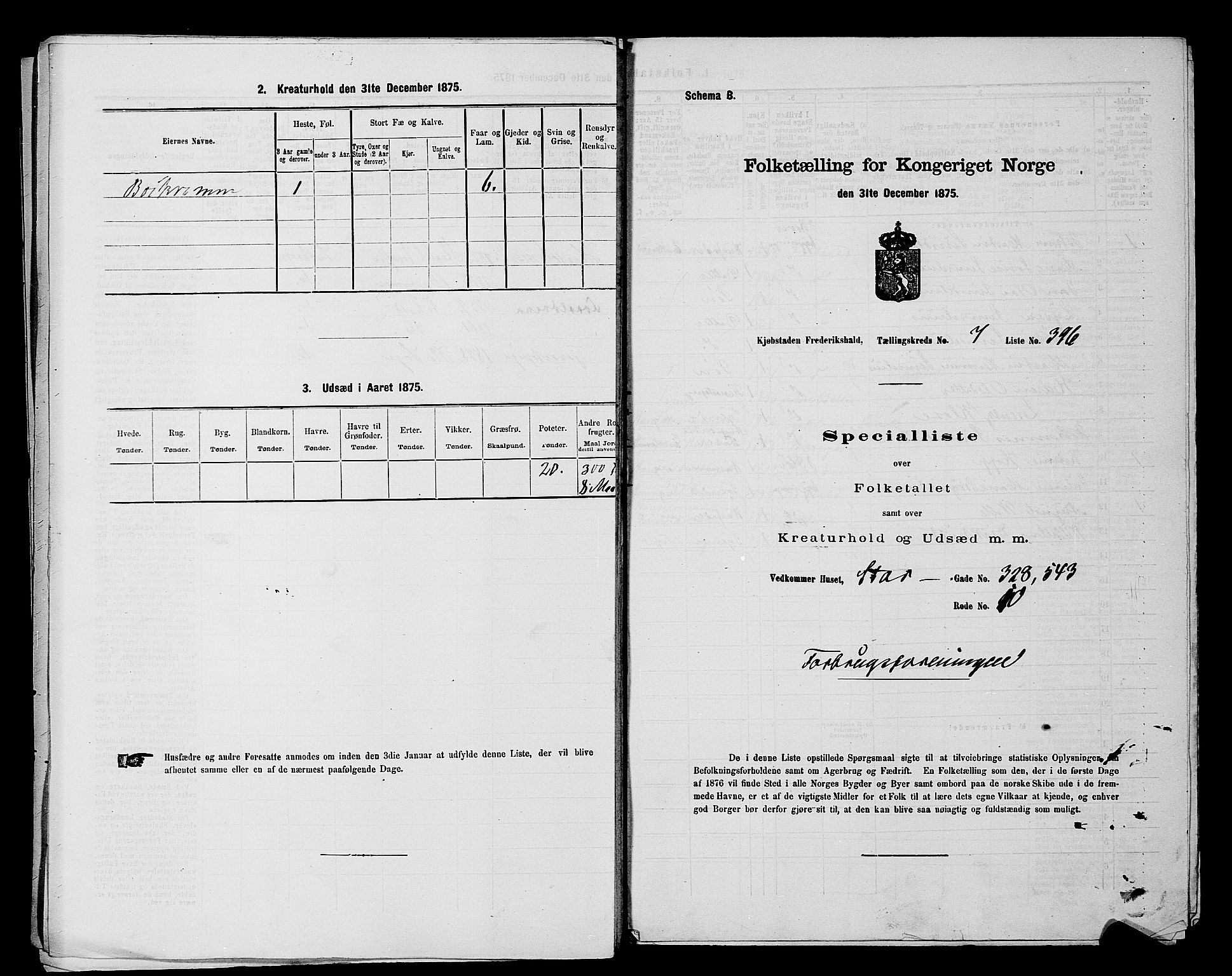 RA, 1875 census for 0101P Fredrikshald, 1875, p. 965